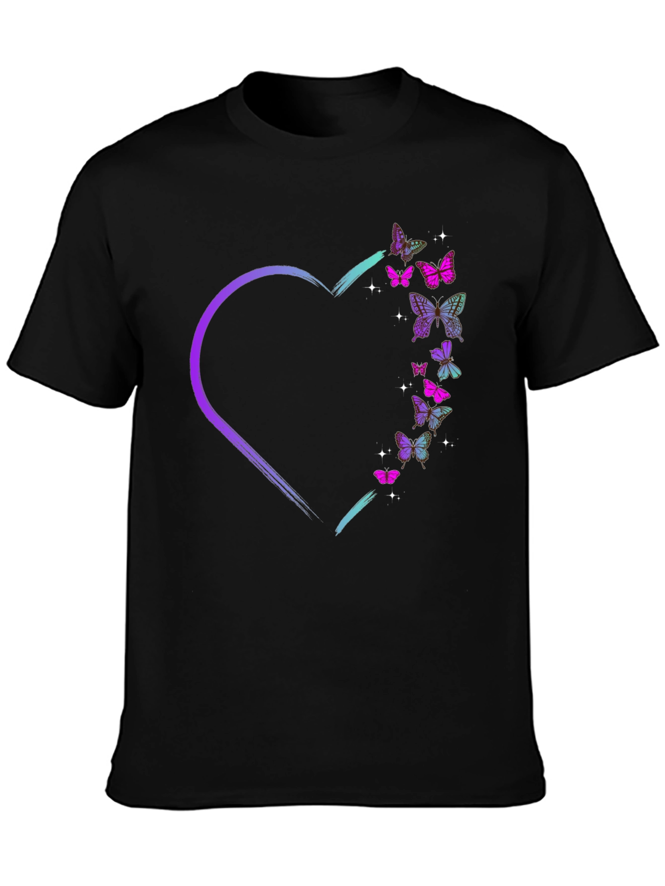 Black Butterfly Heart Graphic Tee view 3
