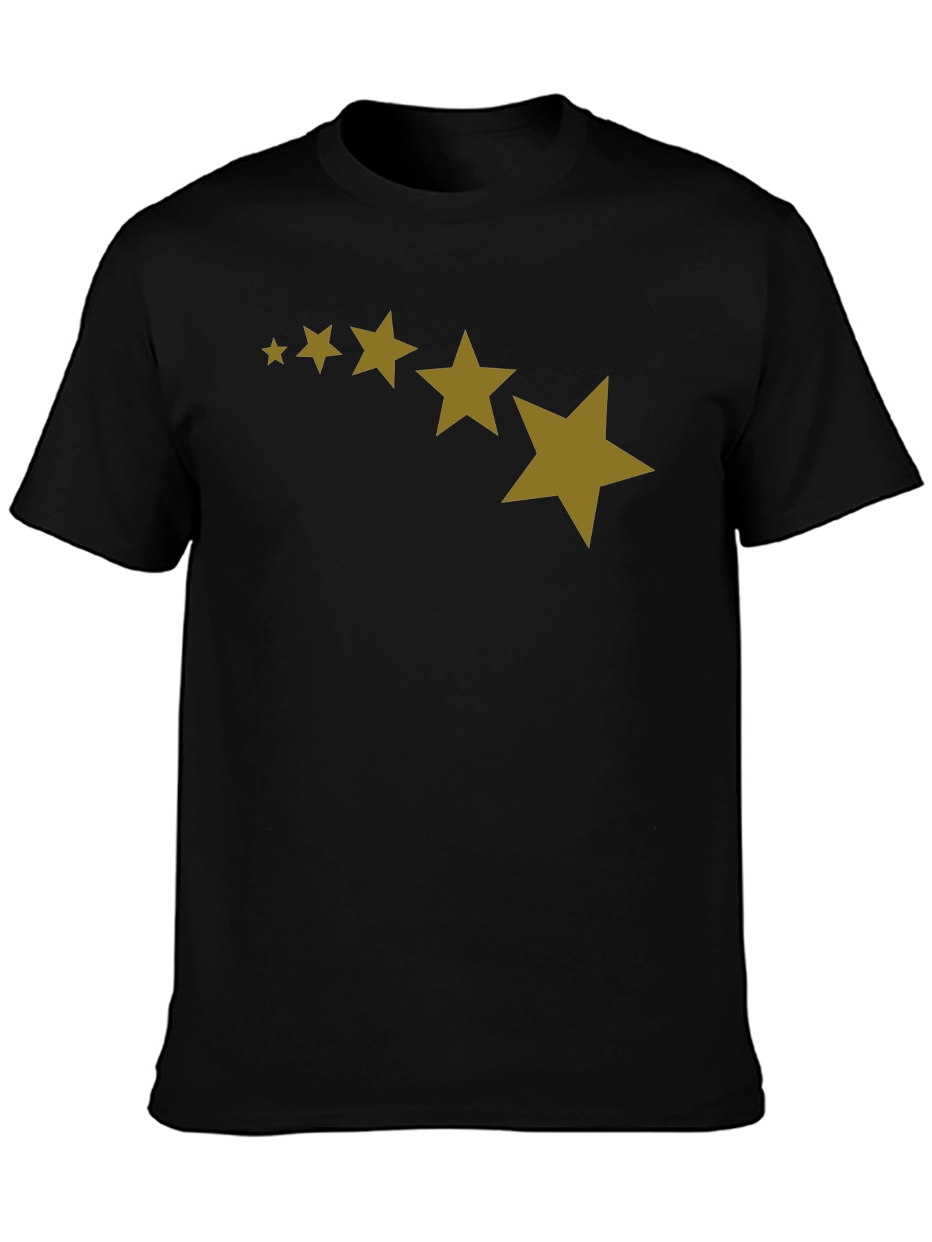 Black Stars Patterned Black T-Shirt view 3