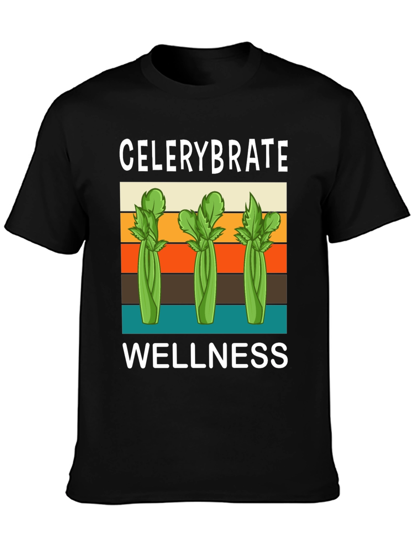 Black Celerybrate Wellness T-Shirt - Retro Style view 3
