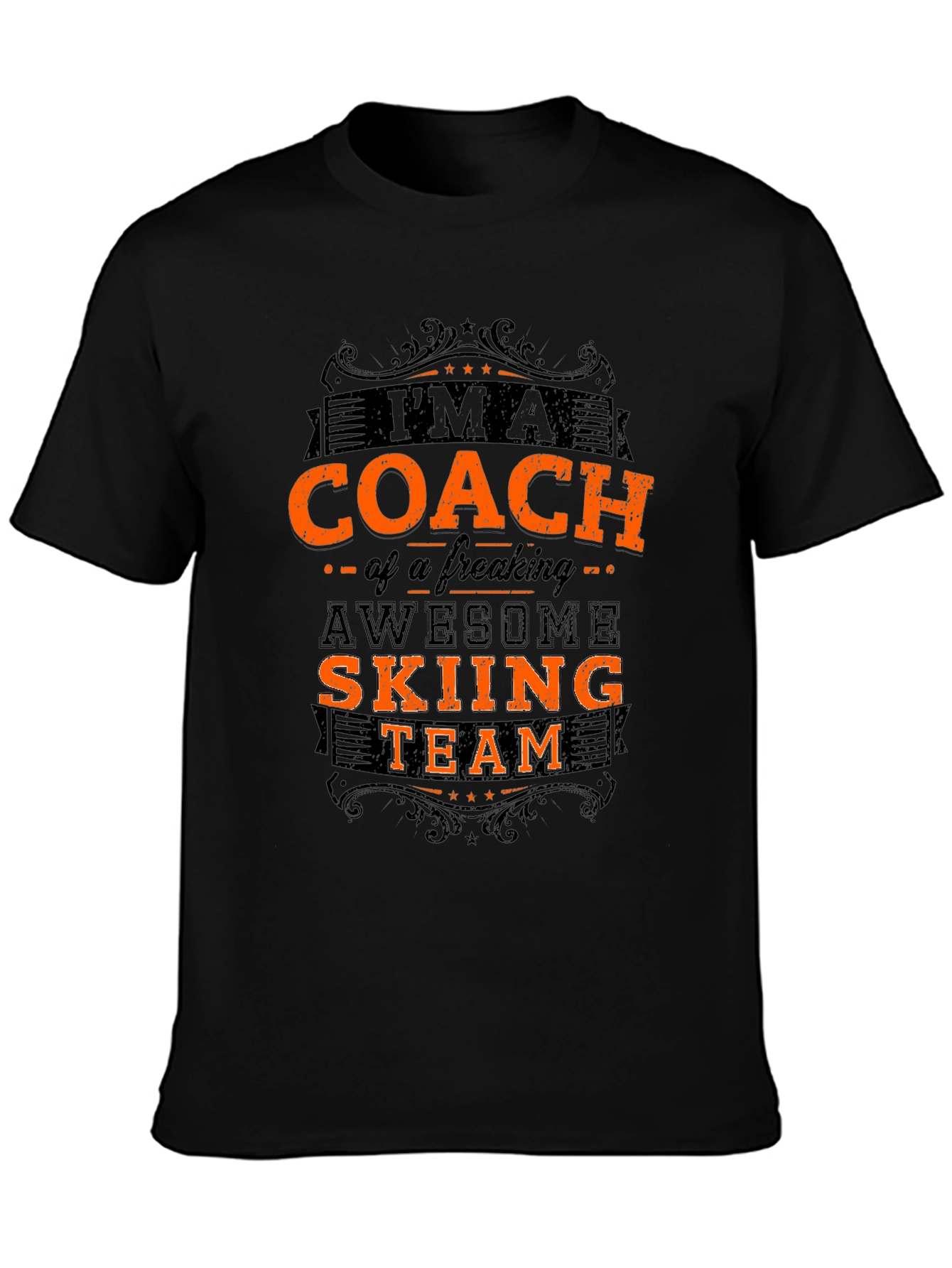 Black Coach Awesome Skiing Team Black Graphic T-Shirt view 3