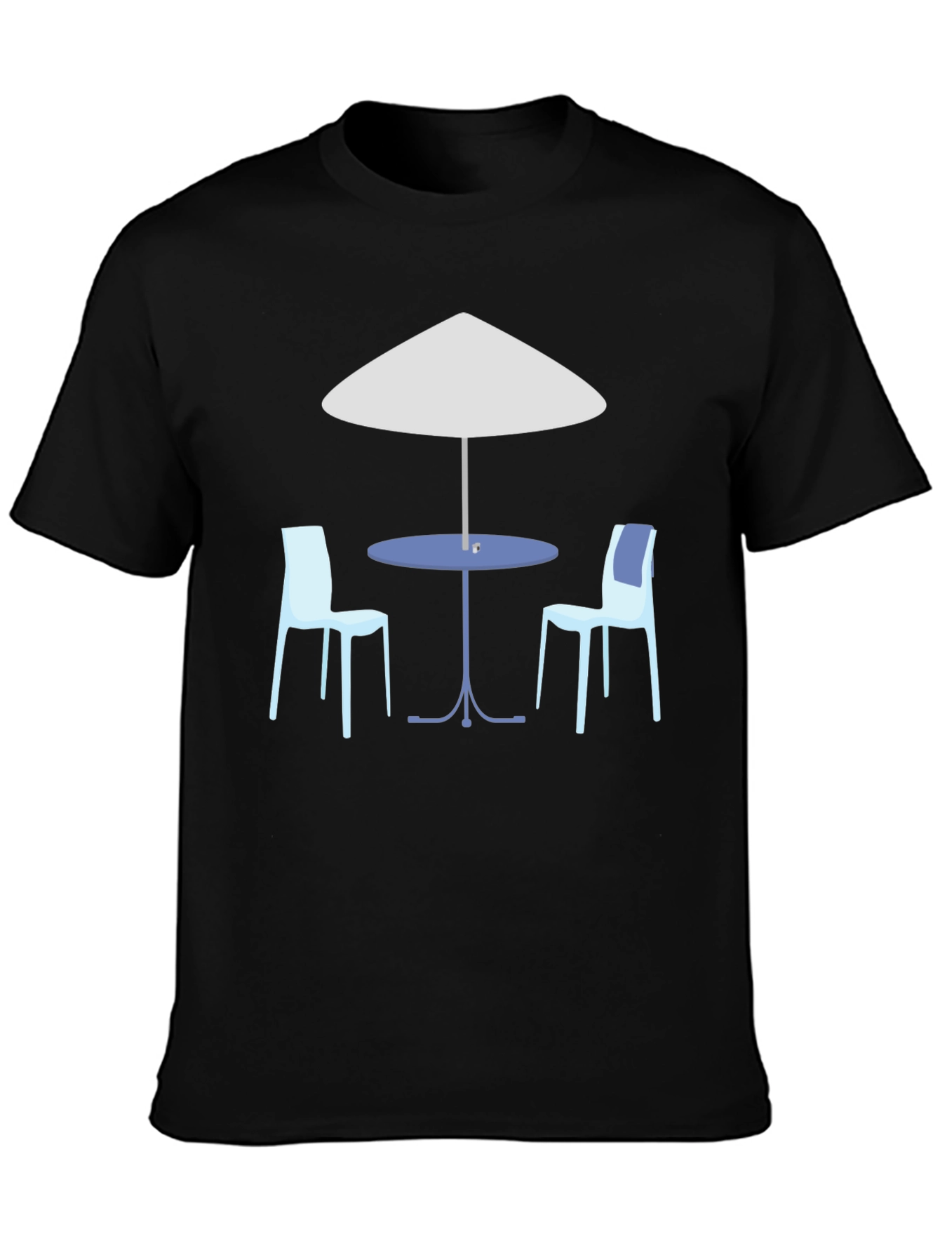 Black Cafe Scene Graphic T-Shirt view 3
