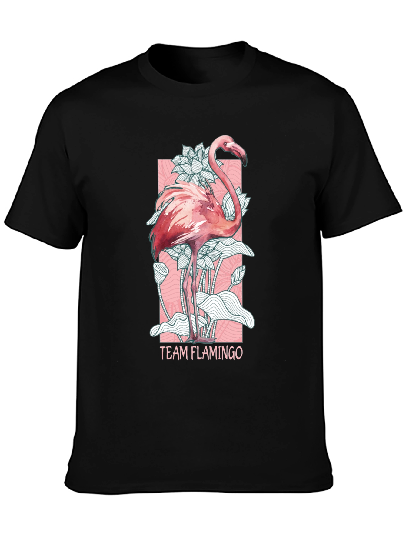 Black Team Flamingo Graphic Tee - Black Cotton Blend view 3