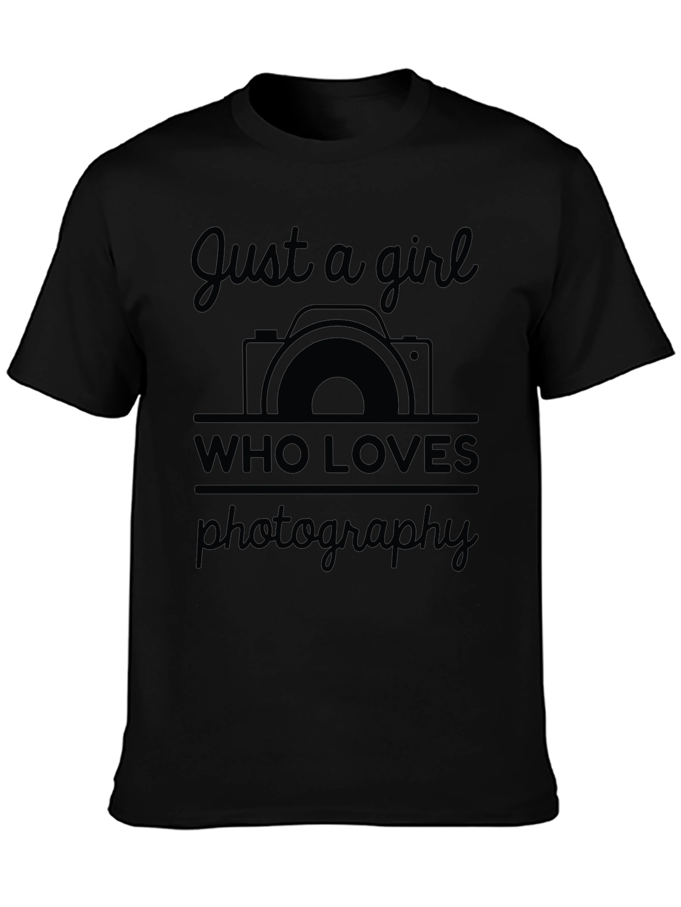 Black Just a Girl Who Loves Photography T-Shirt view 3
