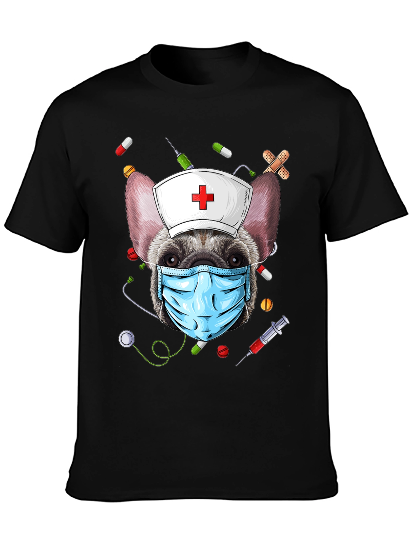 Black Nurse Dog Graphic T-Shirt view 3