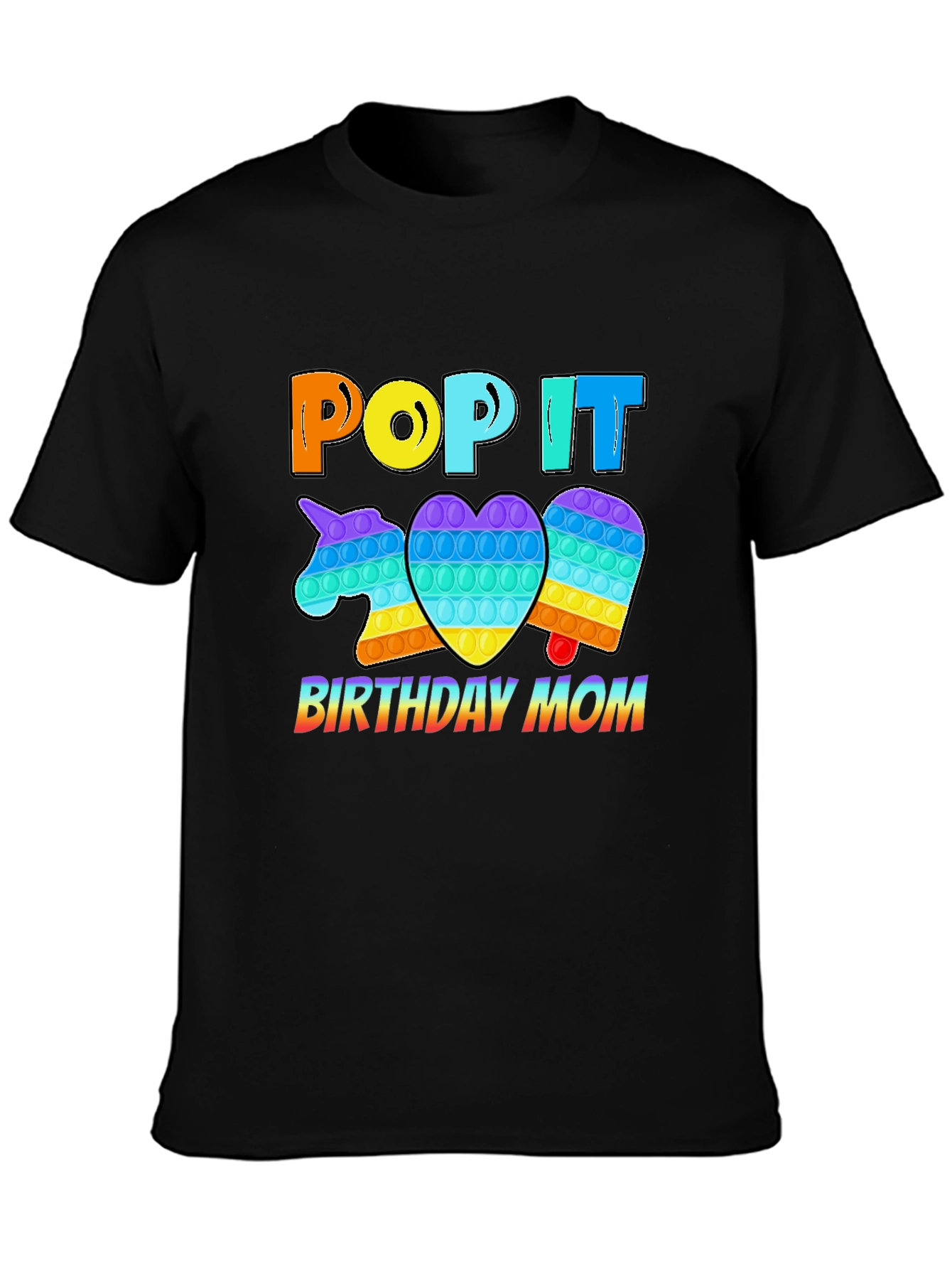 Black Pop It Birthday Mom T-Shirt view 3