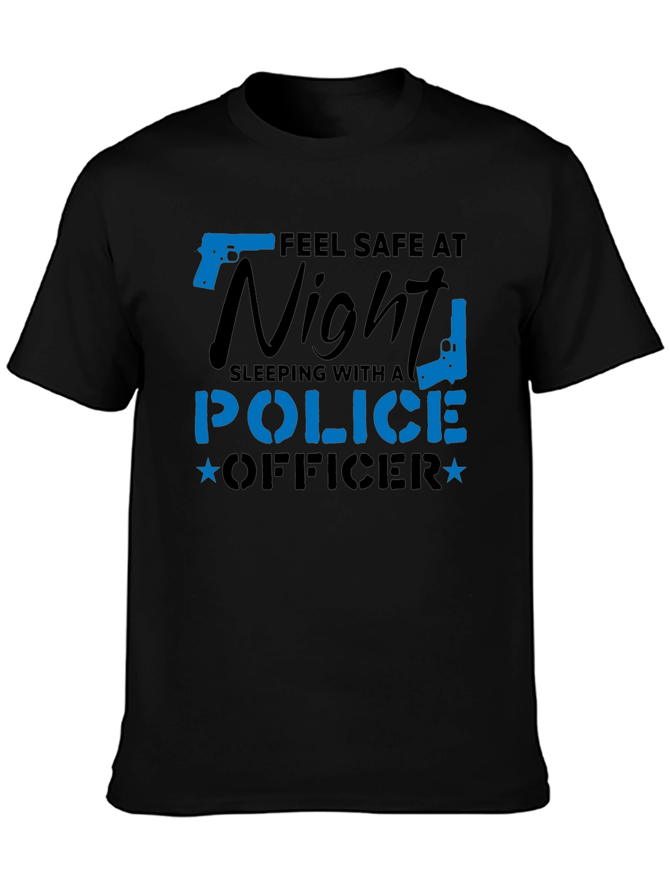 Black Feel Safe Police Officer Novelty Graphic Tee view 3