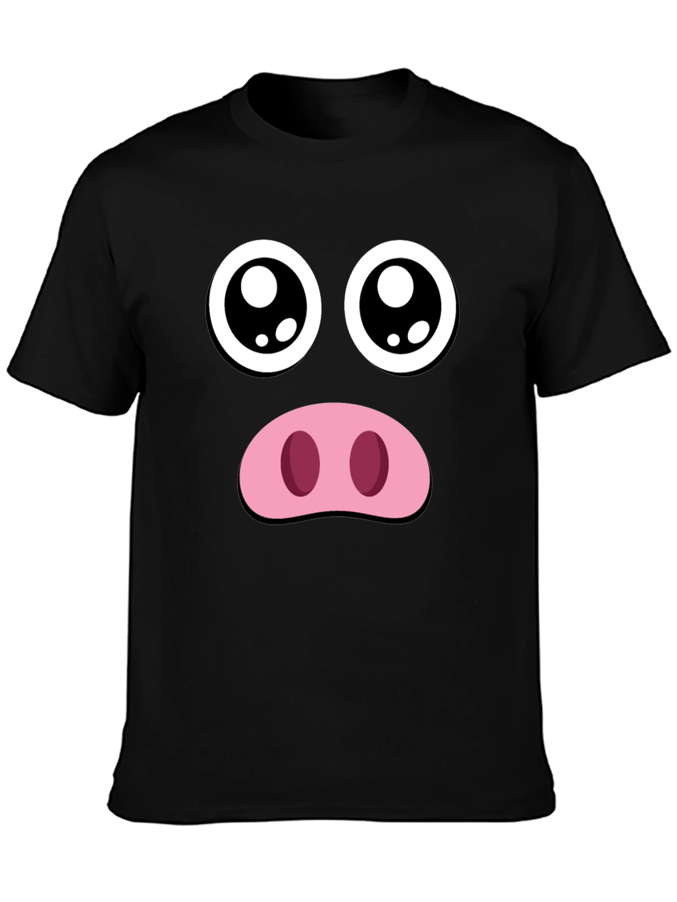 Black Funny Pig Face T-Shirt view 3