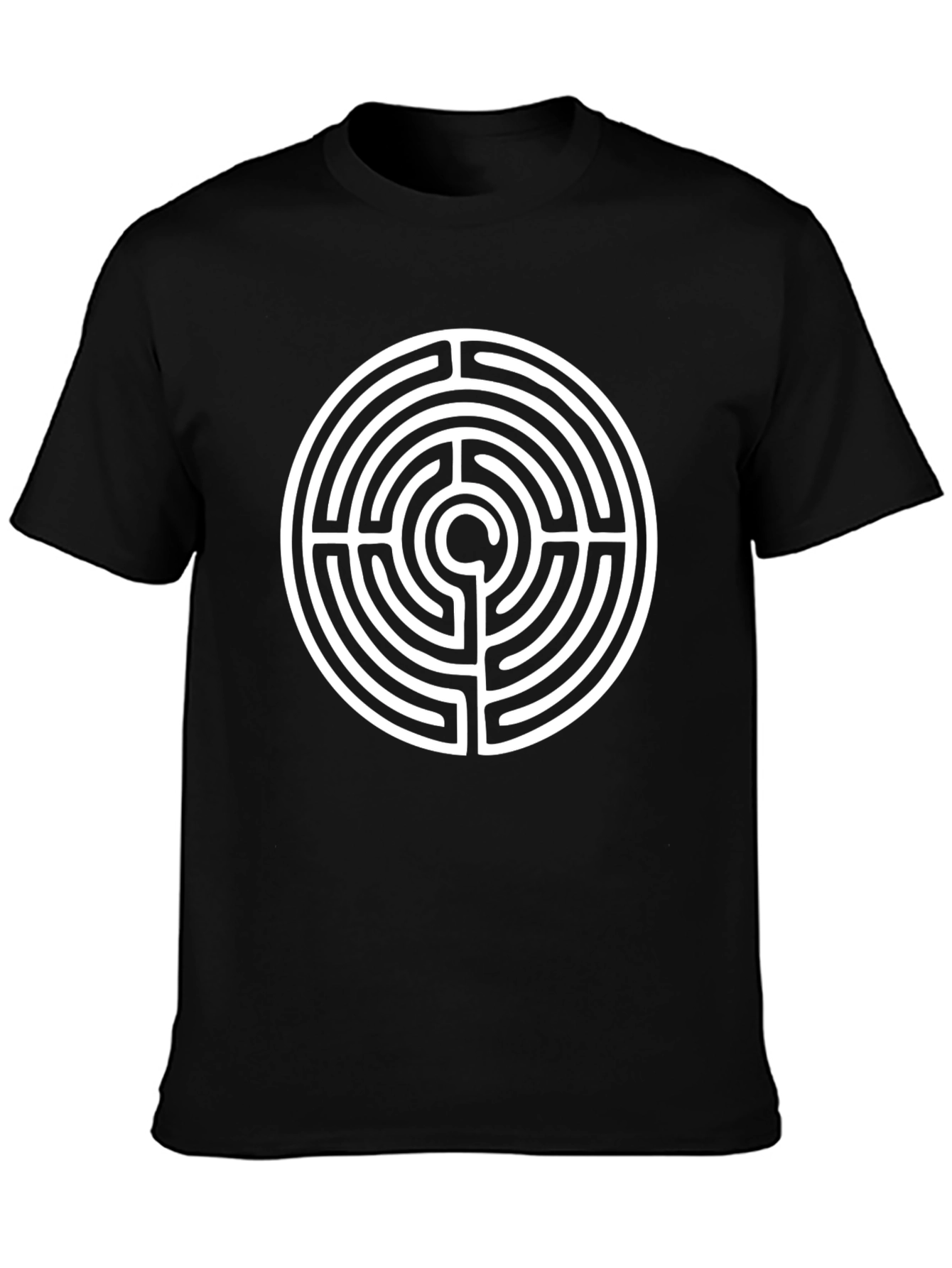 Black Labyrinth Circle Graphic Tee - Black Cotton Blend view 3
