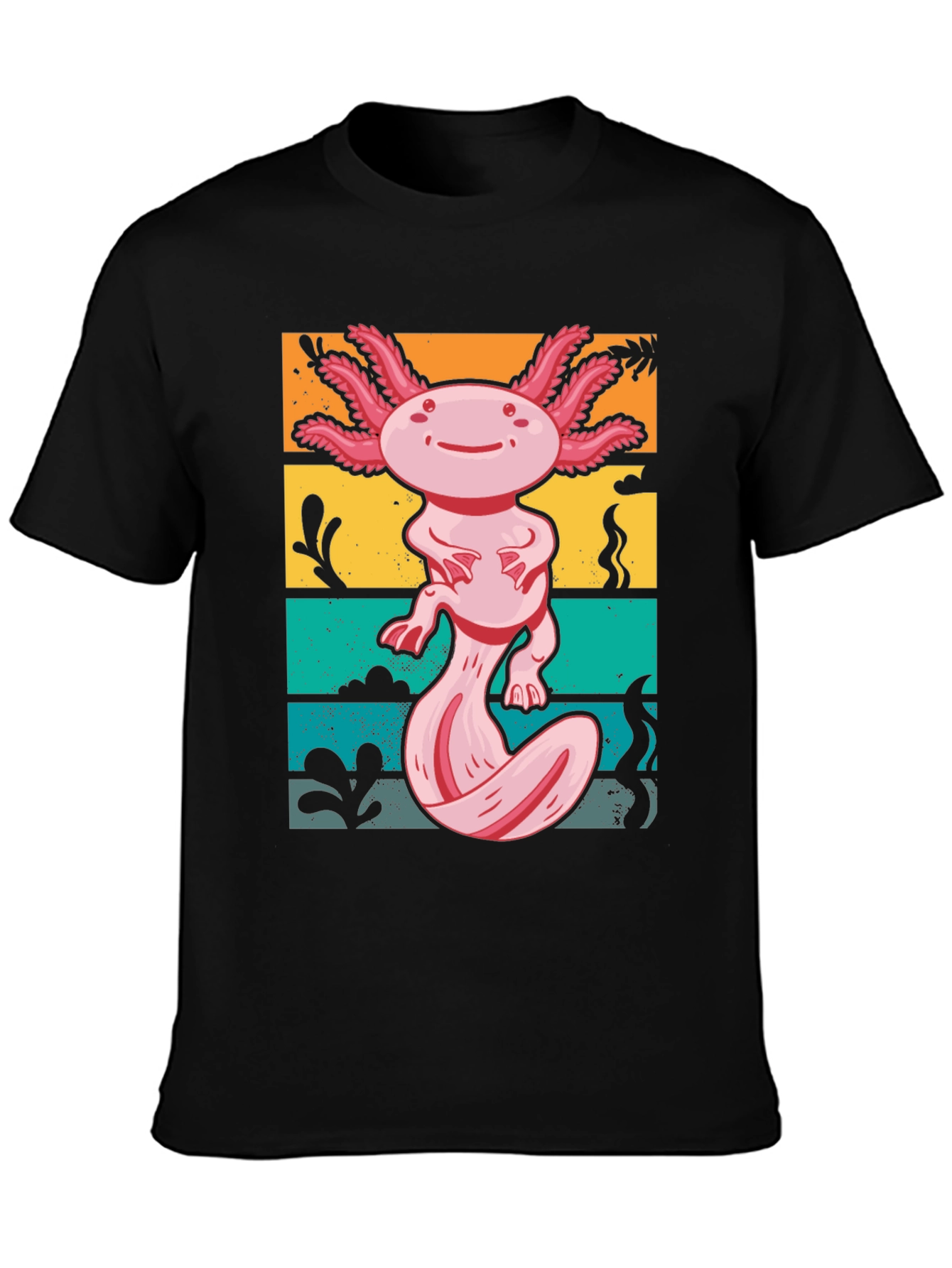 Black Axolotl Retro Graphic Tee - Men's Black T-Shirt view 3