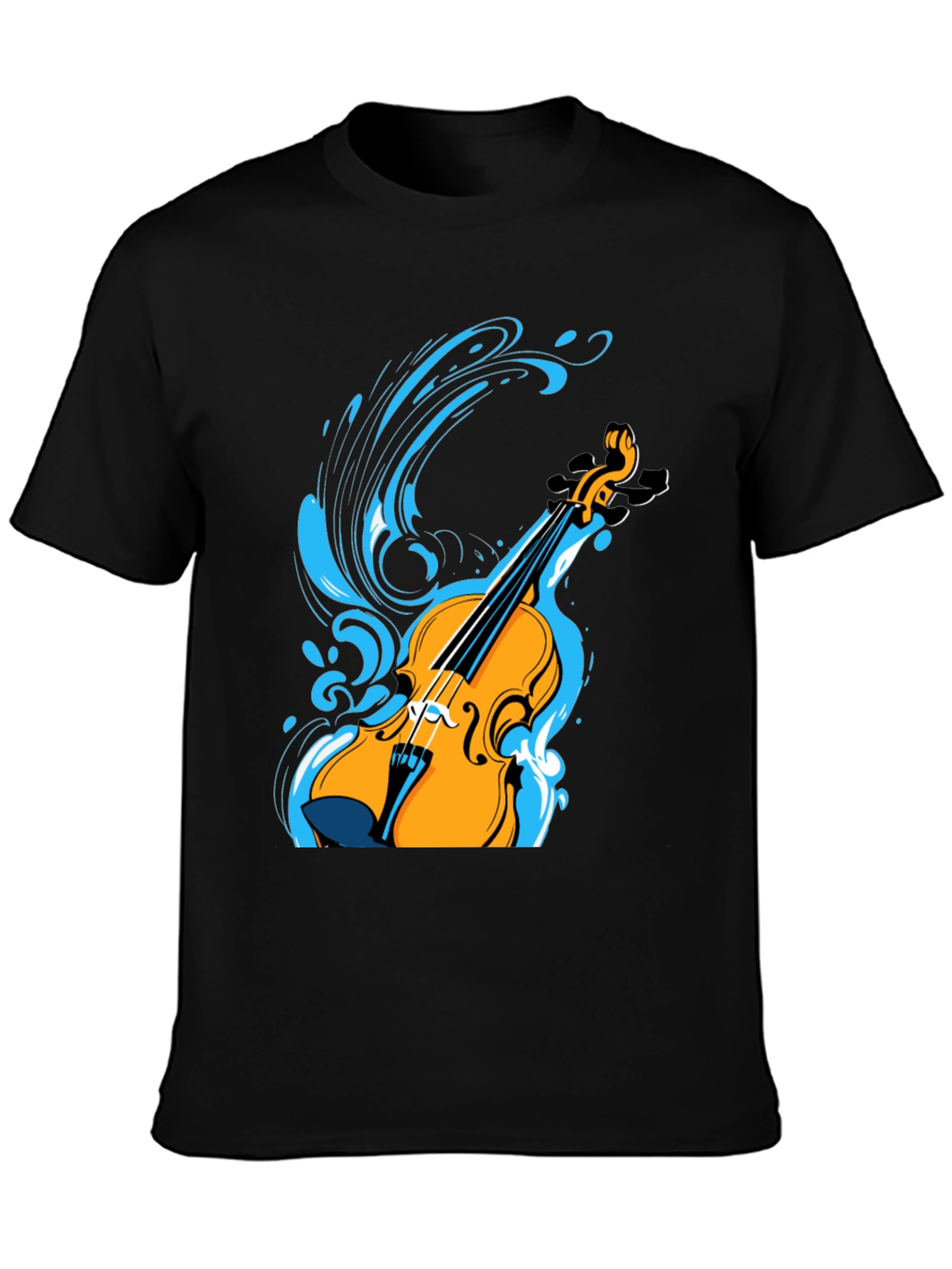 Black Violin Splash Graphic Tee - Black Cotton Blend Shirt view 3
