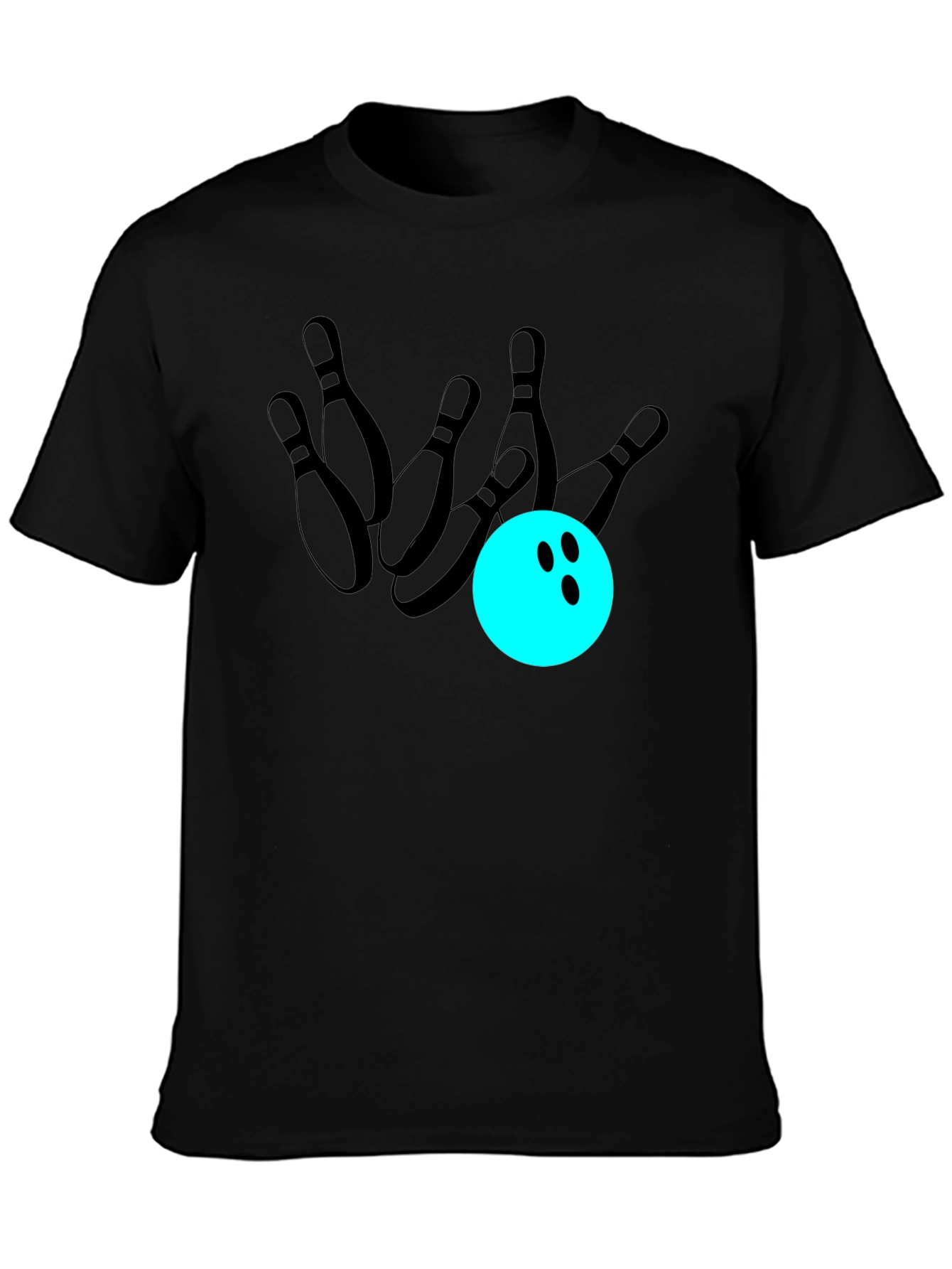 Black Bowling Strike T-Shirt - Casual Graphic Tee view 3
