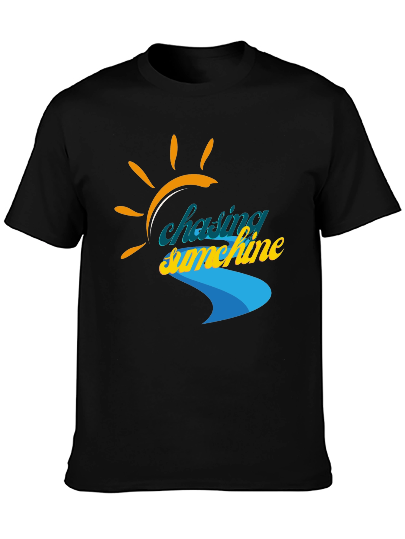 Black Chasing Sunshine Graphic Tee - Black Cotton Shirt view 3