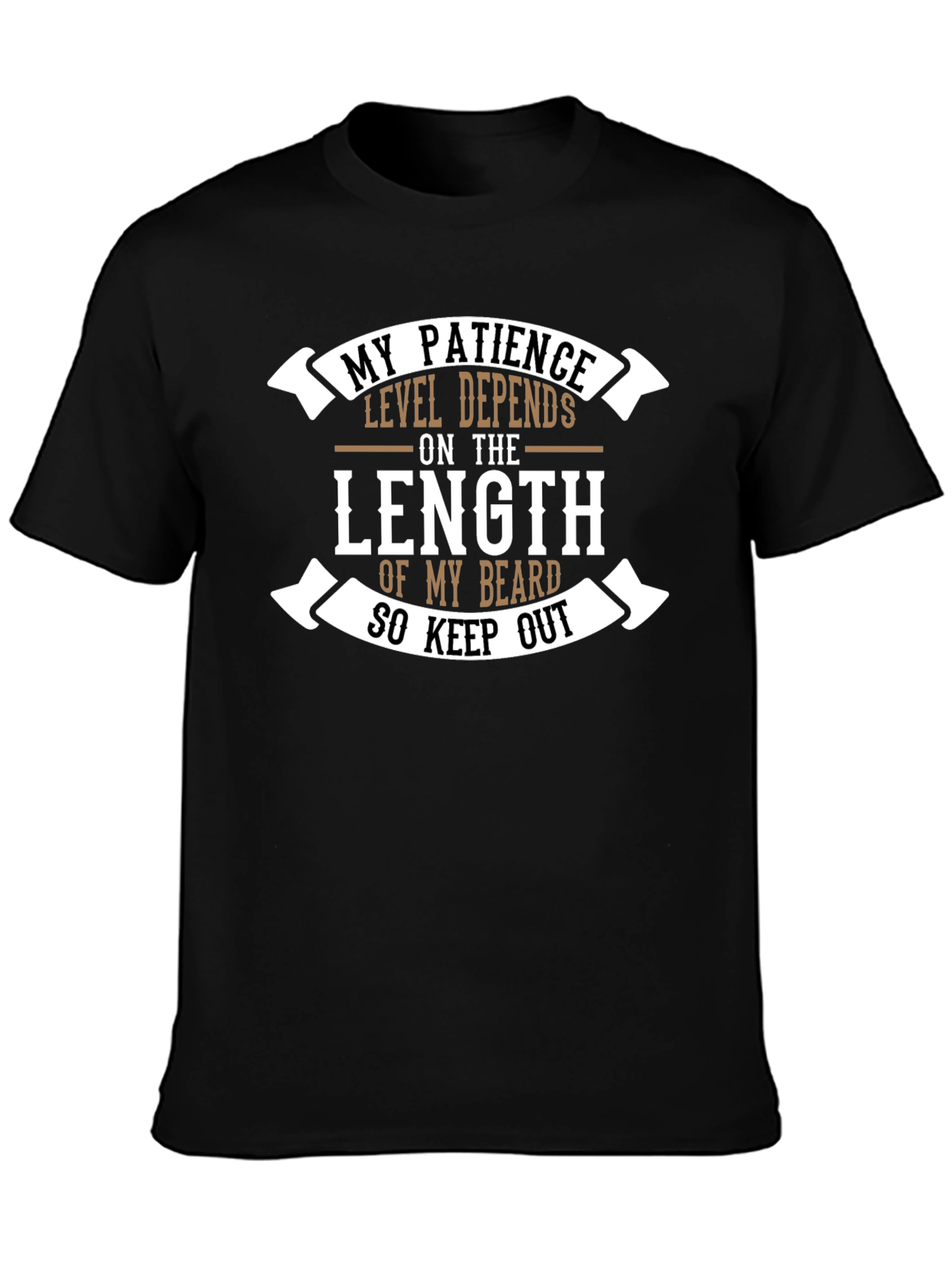 Black Beard Length Patience T-Shirt - Funny Graphic Tee view 3
