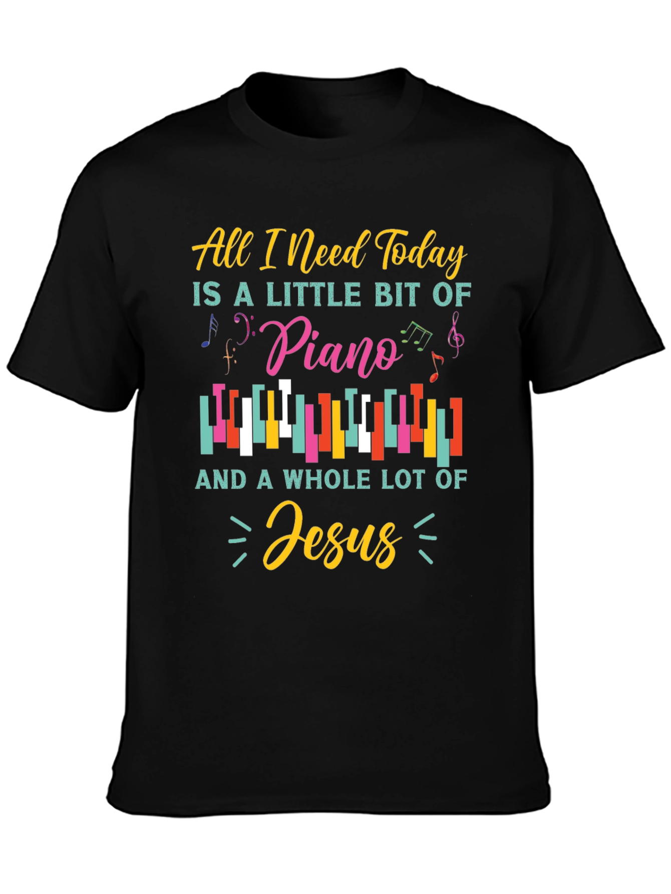 Black Piano and Jesus Graphic T-Shirt - Christian Music Lover Tee view 3