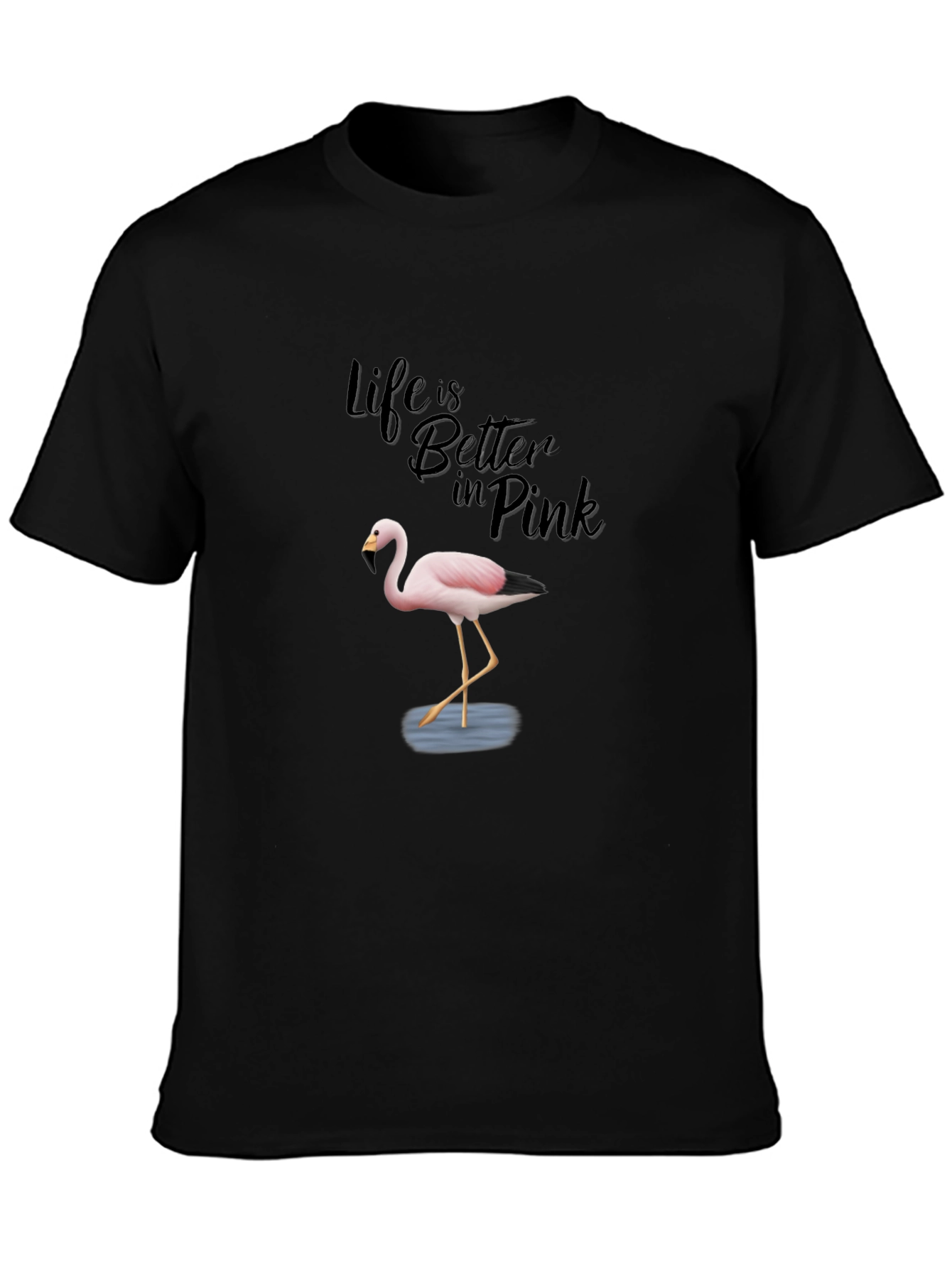 Black Life is Better in Pink Flamingo T-Shirt view 3