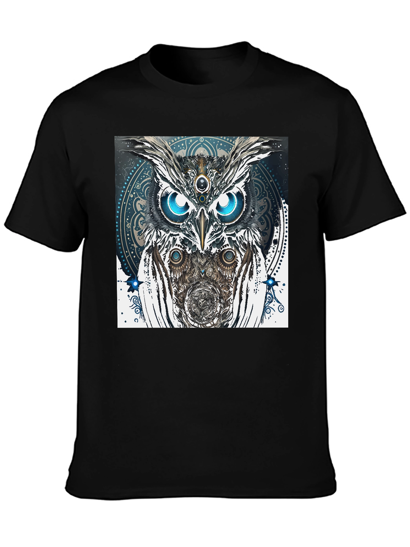 Black Mystic Owl Graphic Tee - Unique Spiritual Design view 3