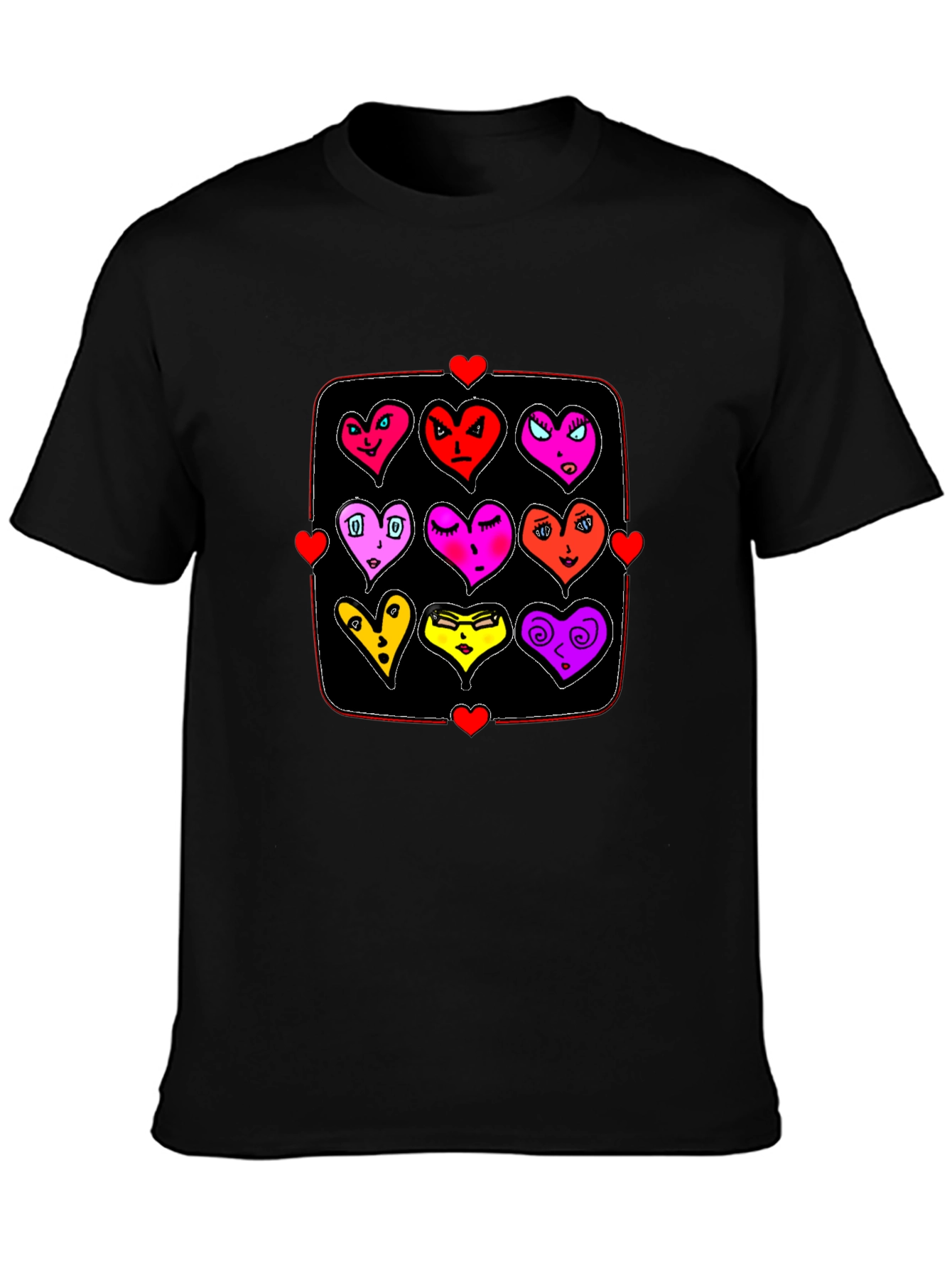 Black Heart Emoji Grid T-Shirt - Black Graphic Tee view 3