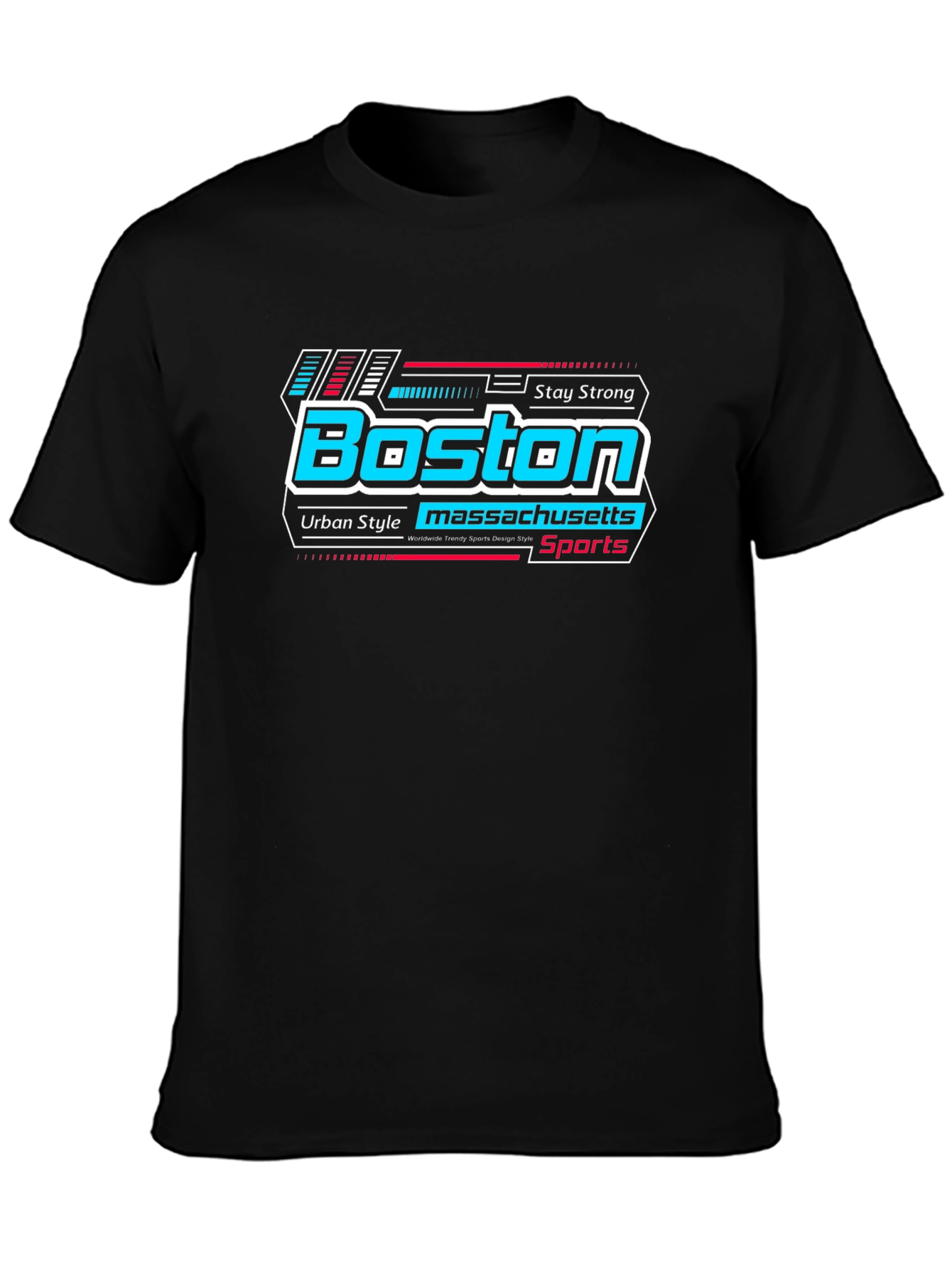 Black Boston Urban Style Graphic Tee view 3