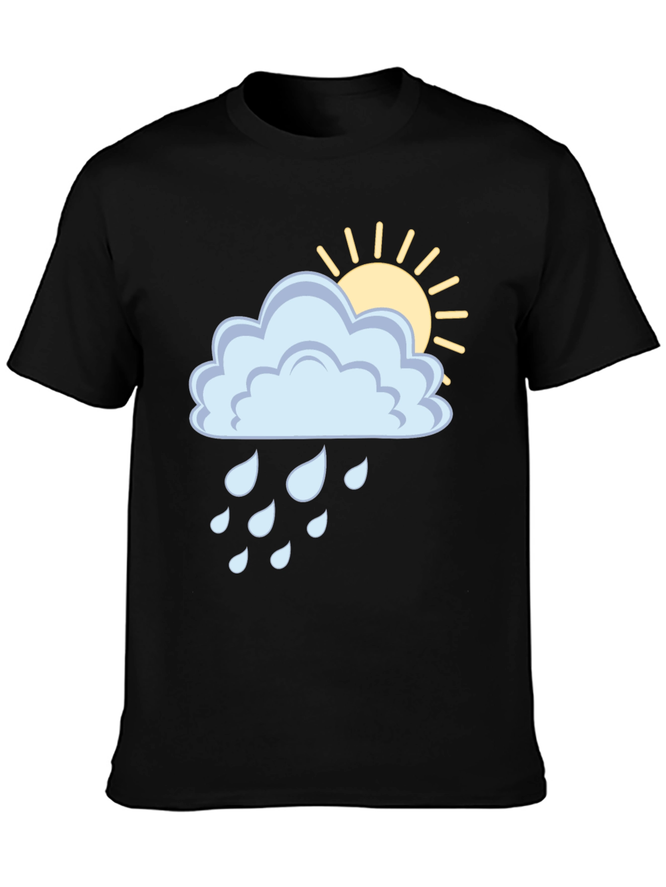 Black Cloud Rain Sun Graphic Tee - Black Unisex T-Shirt view 3