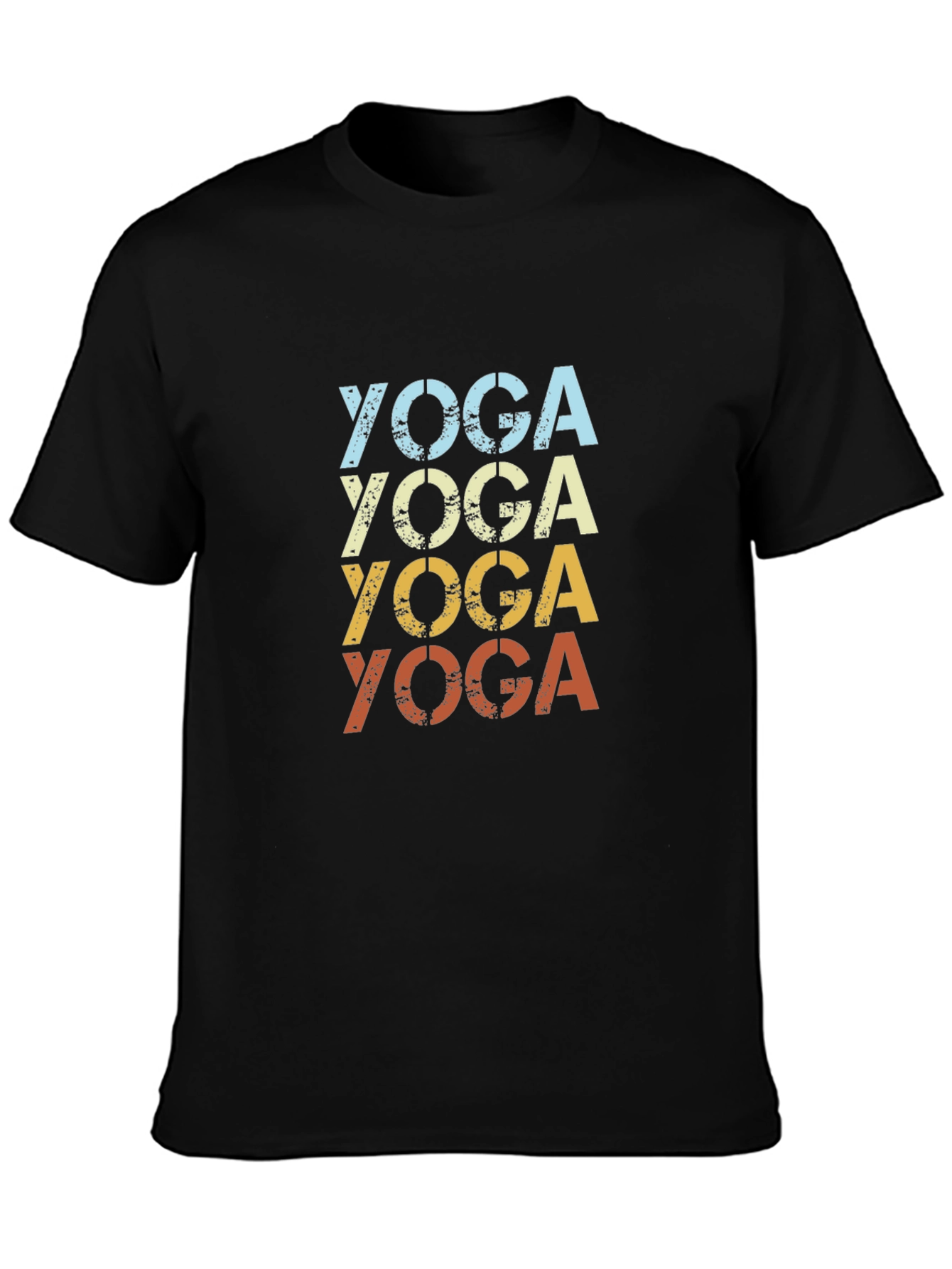 Black Retro Yoga T-Shirt - Soft Cotton Tee for Men view 3