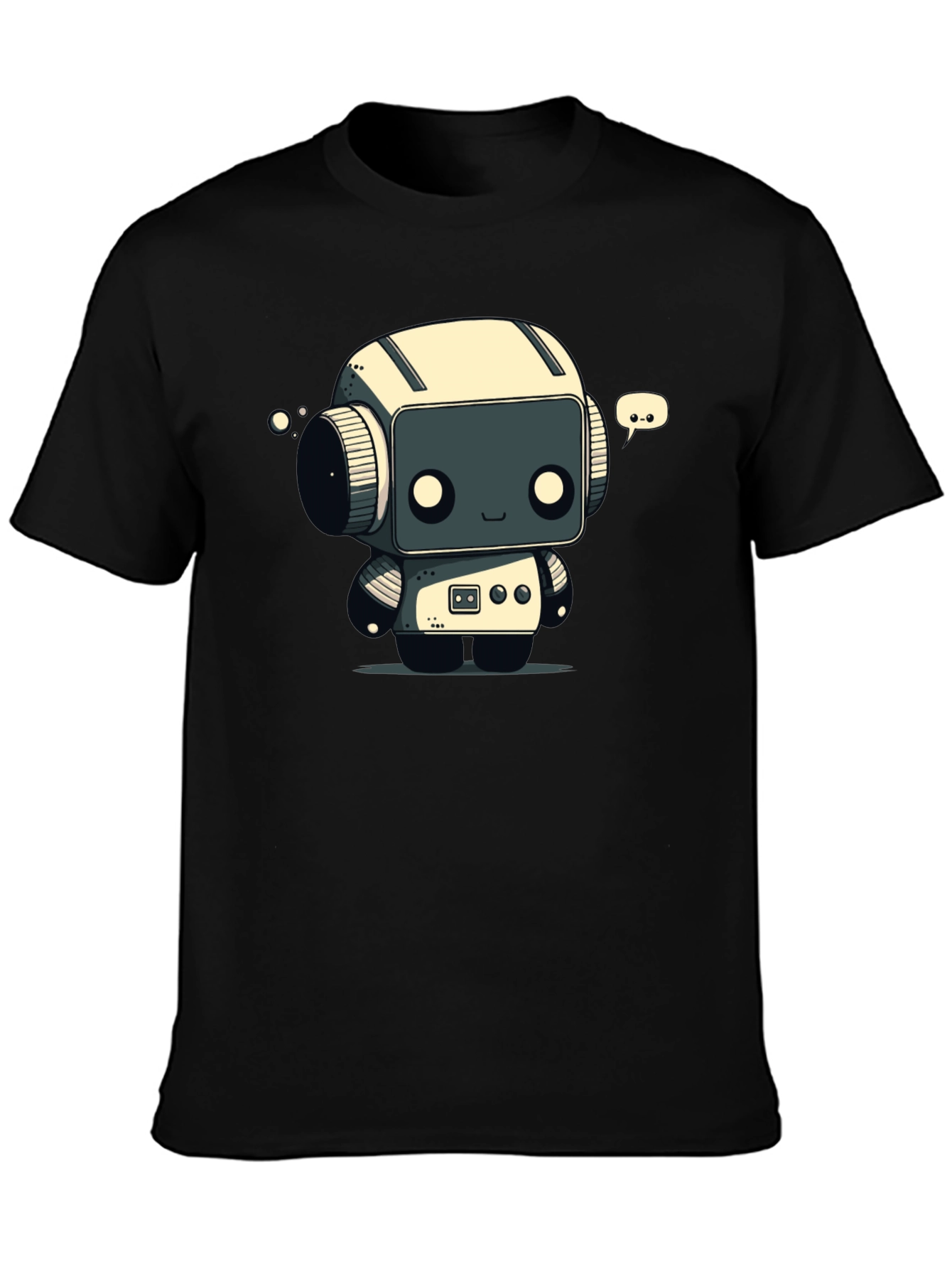 Black Robot T-Shirt - Black Graphic Tee view 3