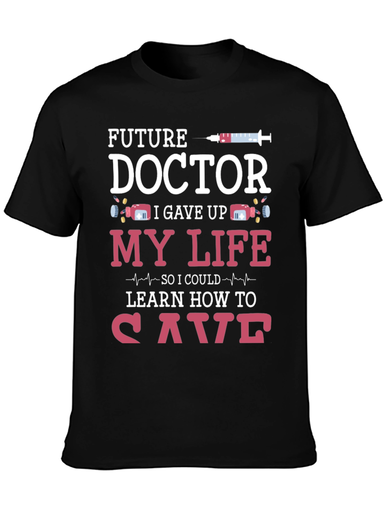 Black Future Doctor T-Shirt Funny Medical Student Tee view 3