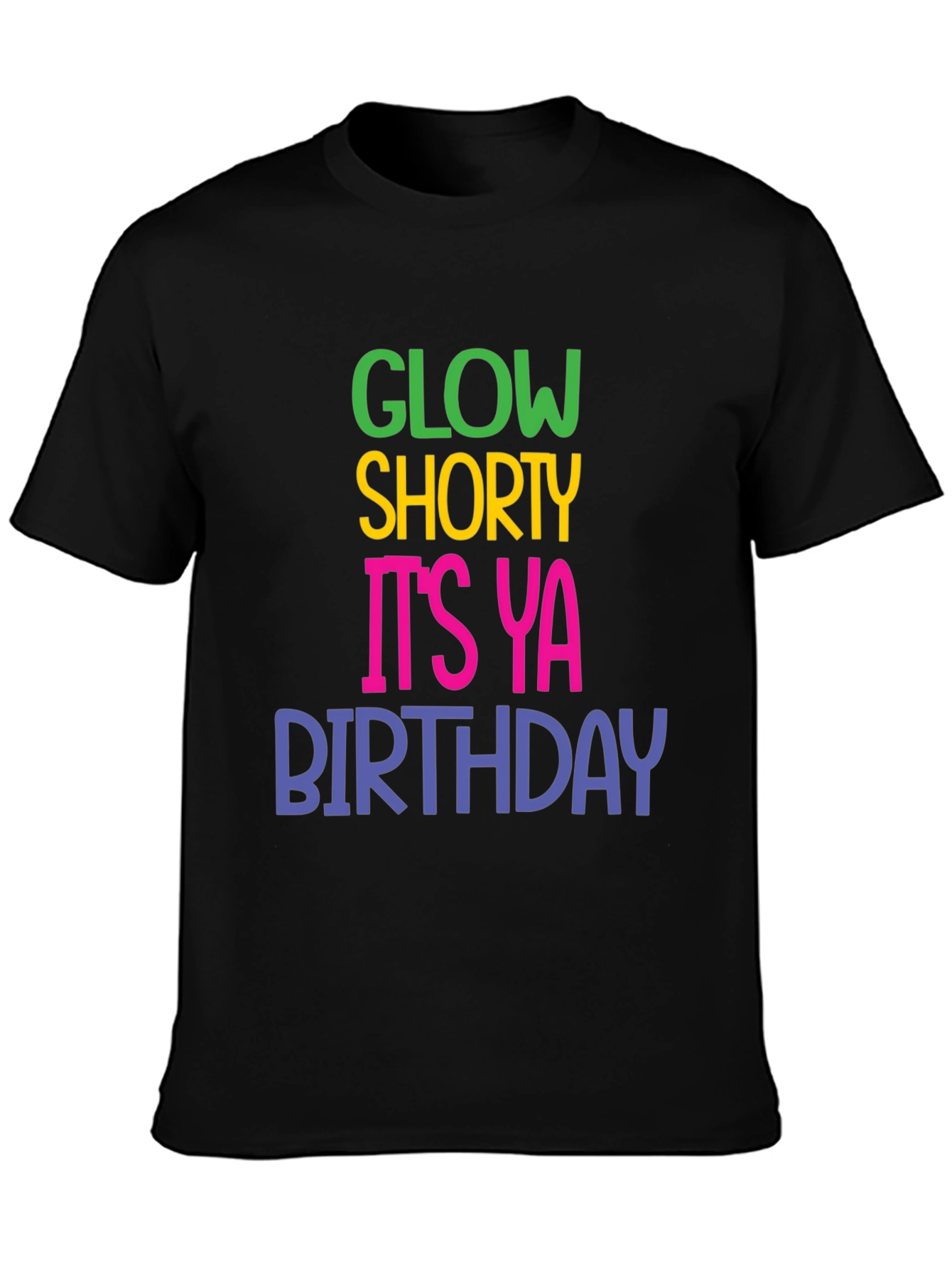 Black Glow Shorty Birthday Graphic T-Shirt view 3