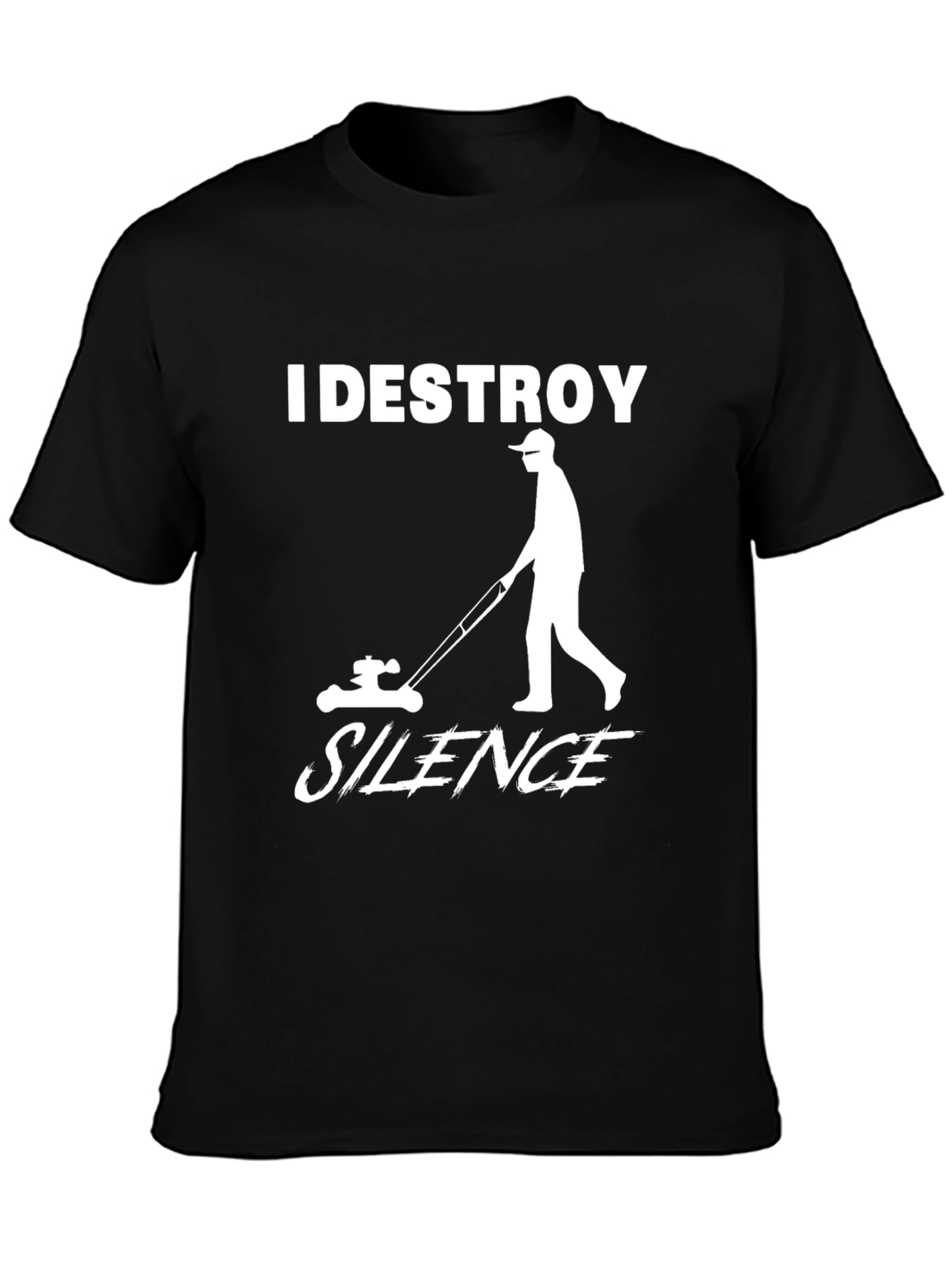 Black I Destroy Silence Lawn Mowing T-Shirt view 3