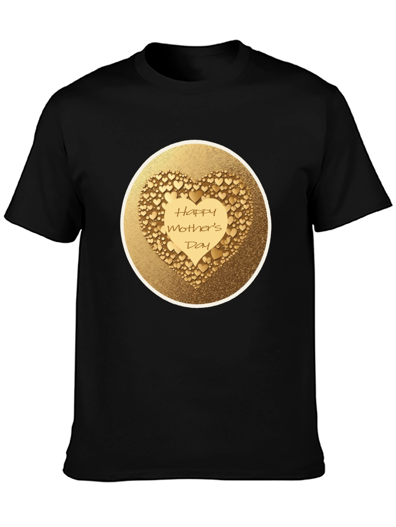 Black Happy Mother's Day Gold Heart Tee view 3