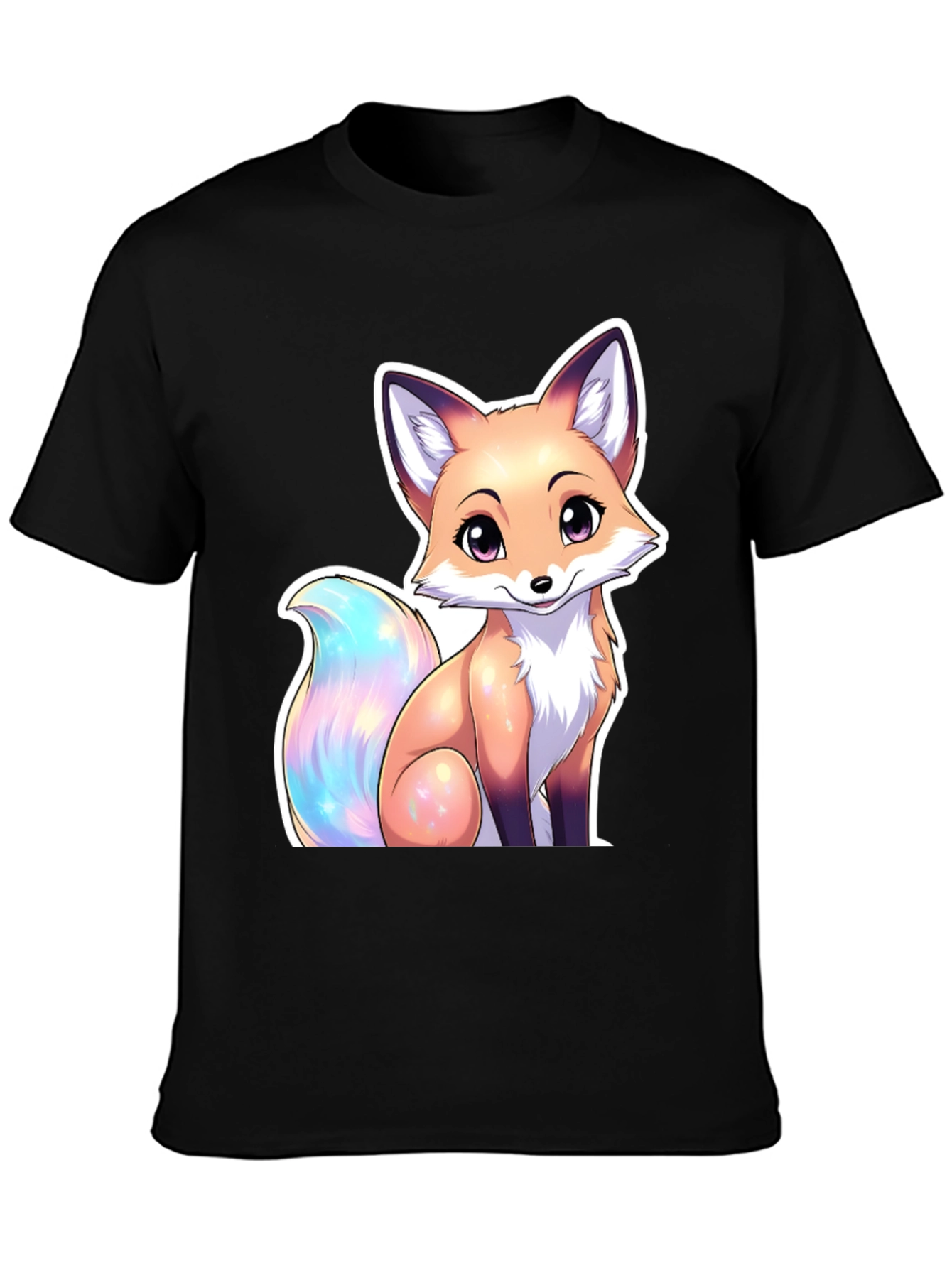 Black Cute Fox Graphic Tee - Stylish Animal Lover T-Shirt view 3