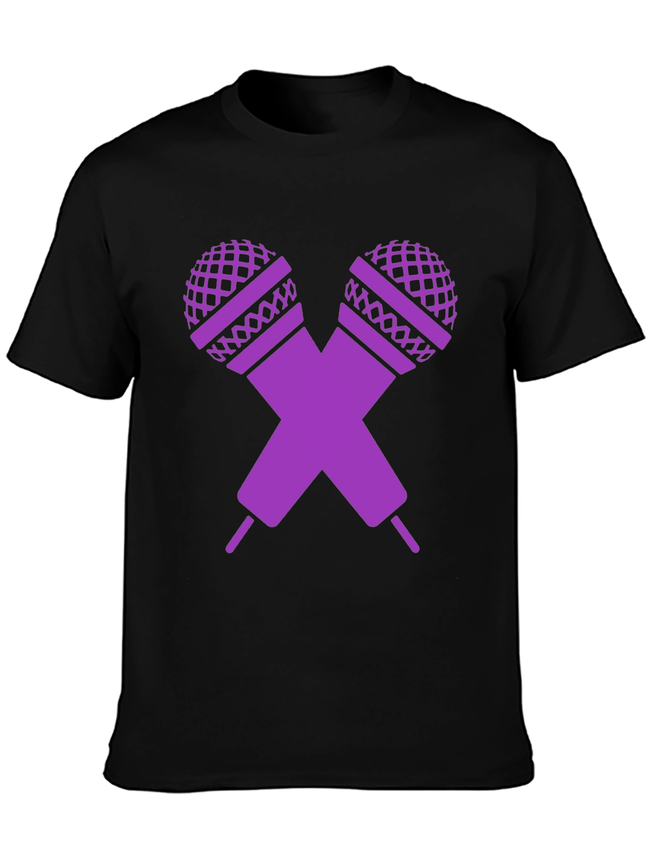Black Purple Microphone Cross Graphic T-Shirt view 3
