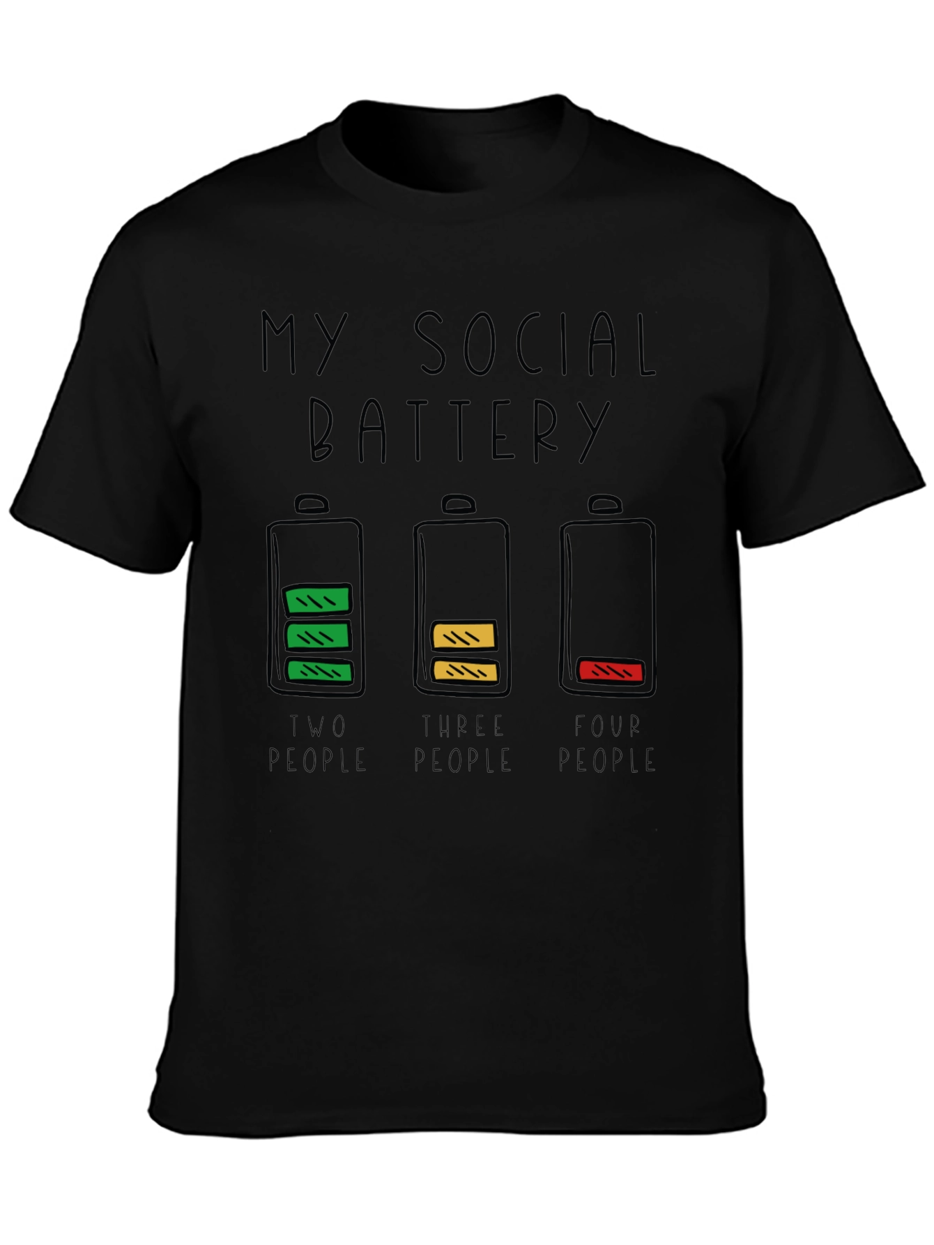 Black Social Battery Graphic Tee - Introvert Humor view 3