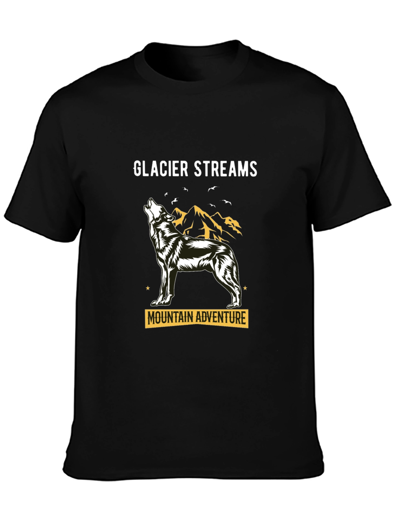 Black Glacier Streams Mountain Adventure Black T-Shirt view 3