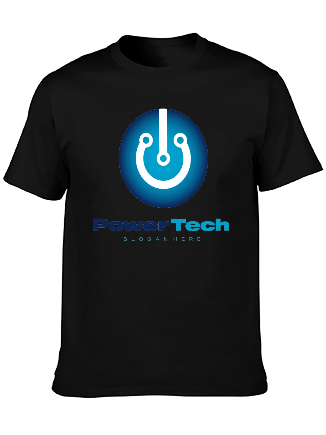 Black PowerTech Black T-Shirt - Modern Tech Design view 3