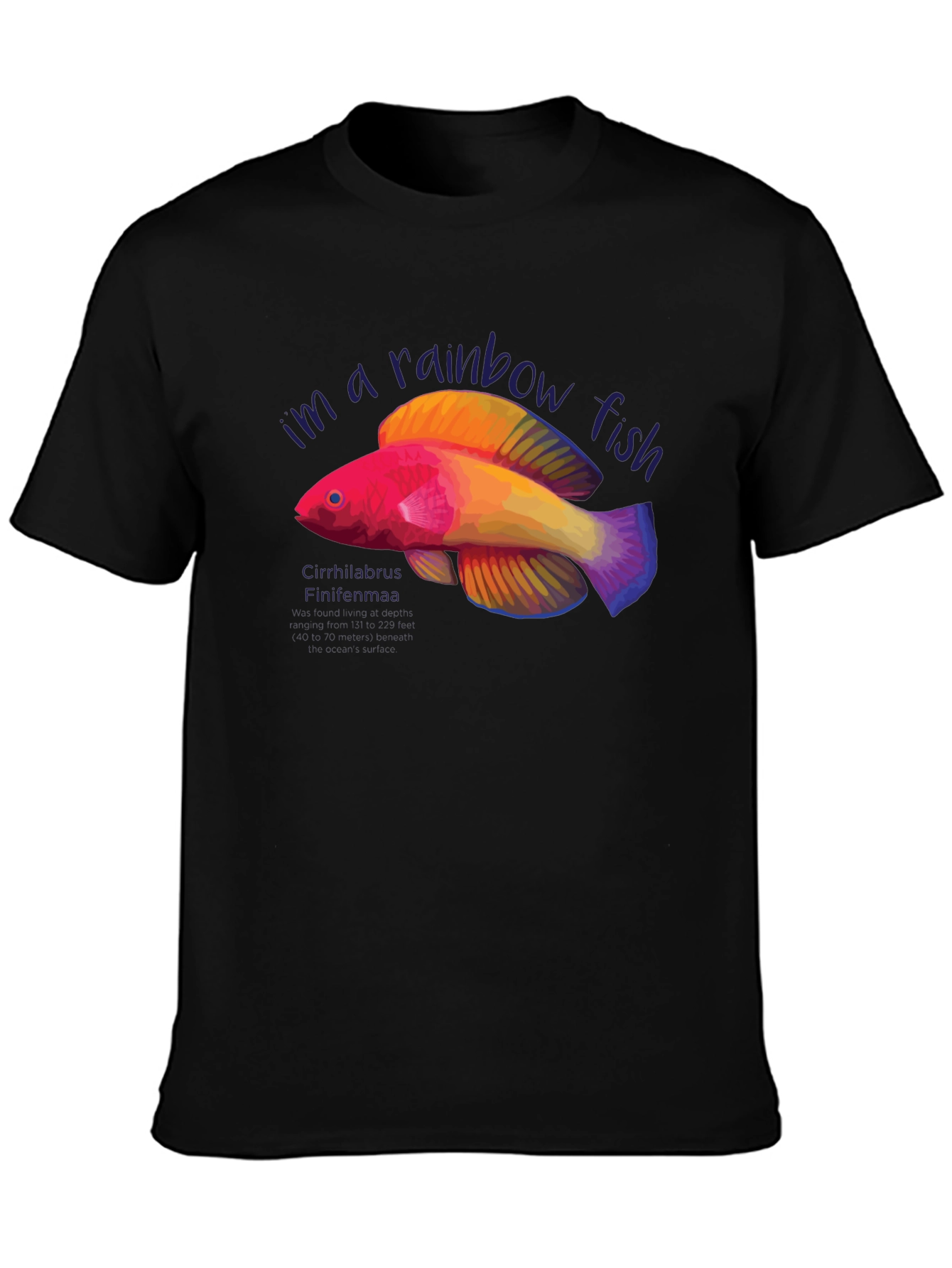 Black Rainbow Fish Graphic Tee - Unique Design view 3