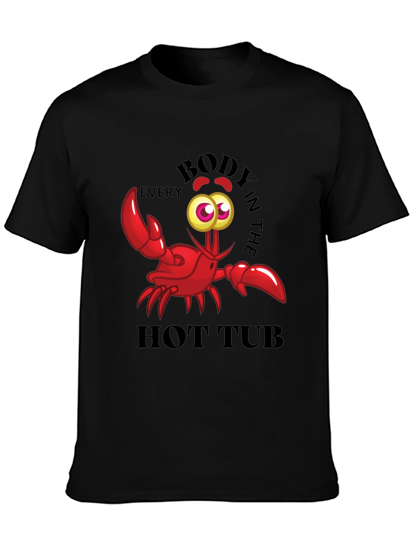 Black Funny Crab Hot Tub T-Shirt view 3