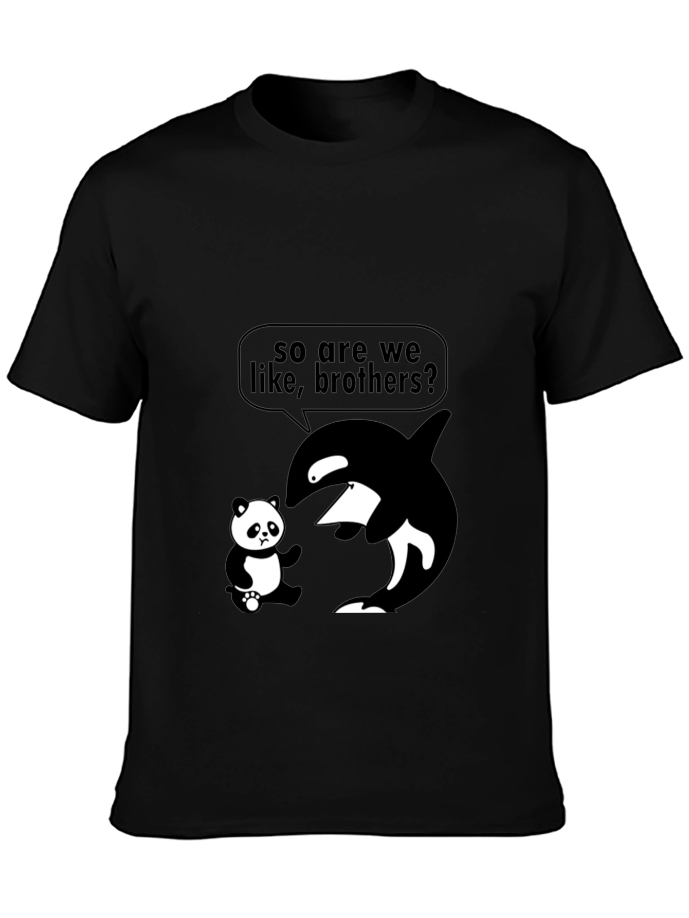 Black Funny Orca Panda Brother T-Shirt view 3