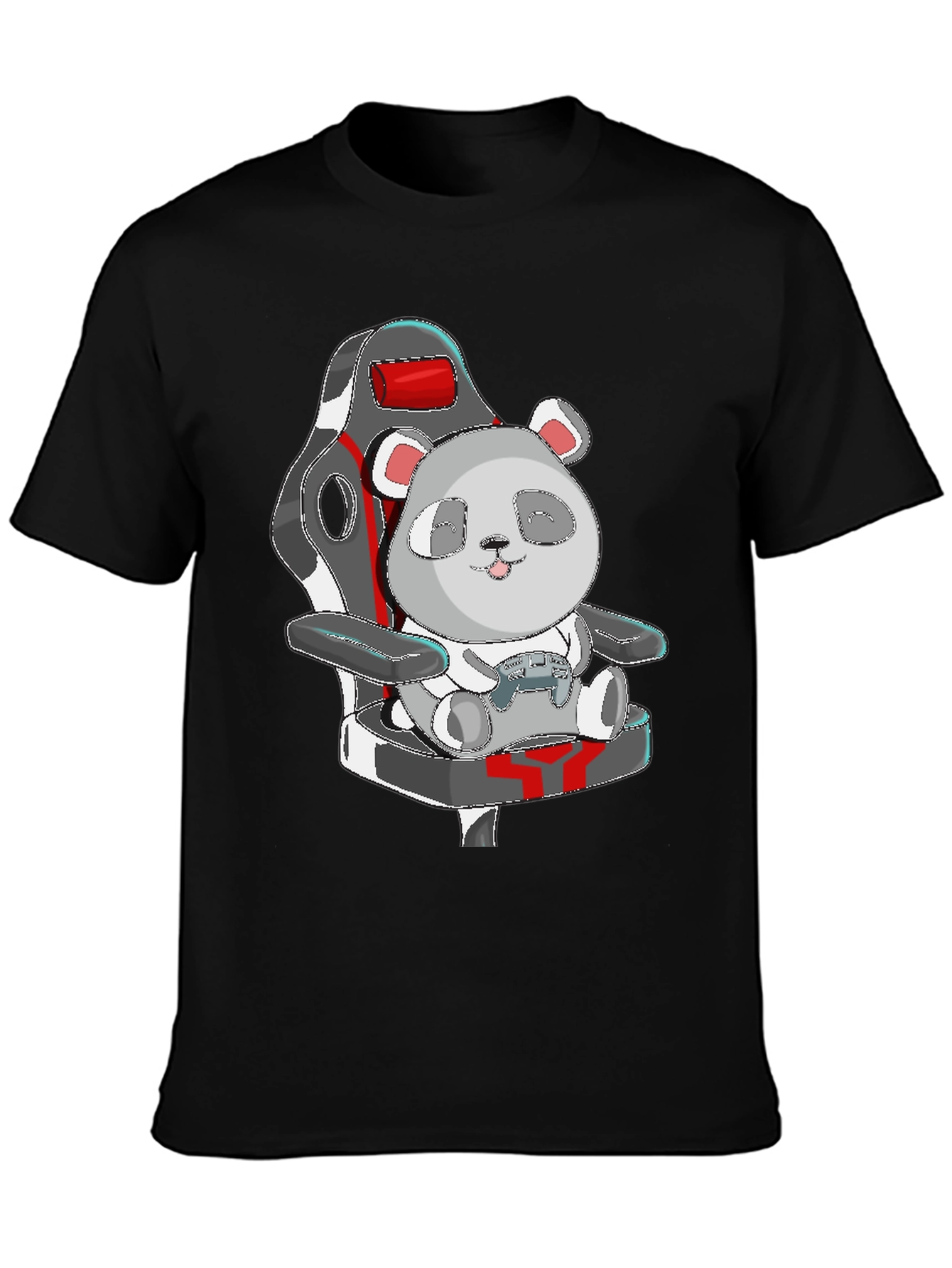Black Panda Gamer T-Shirt - Cute Cartoon Graphic Tee view 3