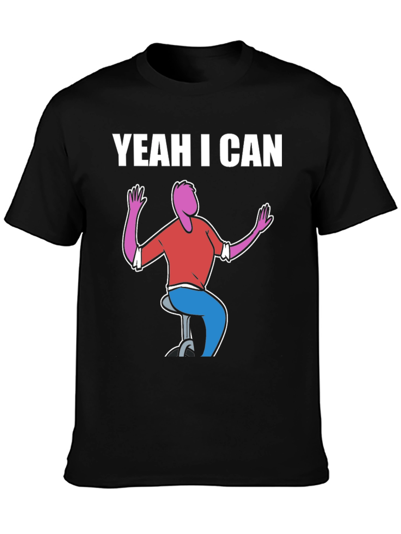 Black Yeah I Can Graphic Tee - Quirky Humor T-Shirt view 3