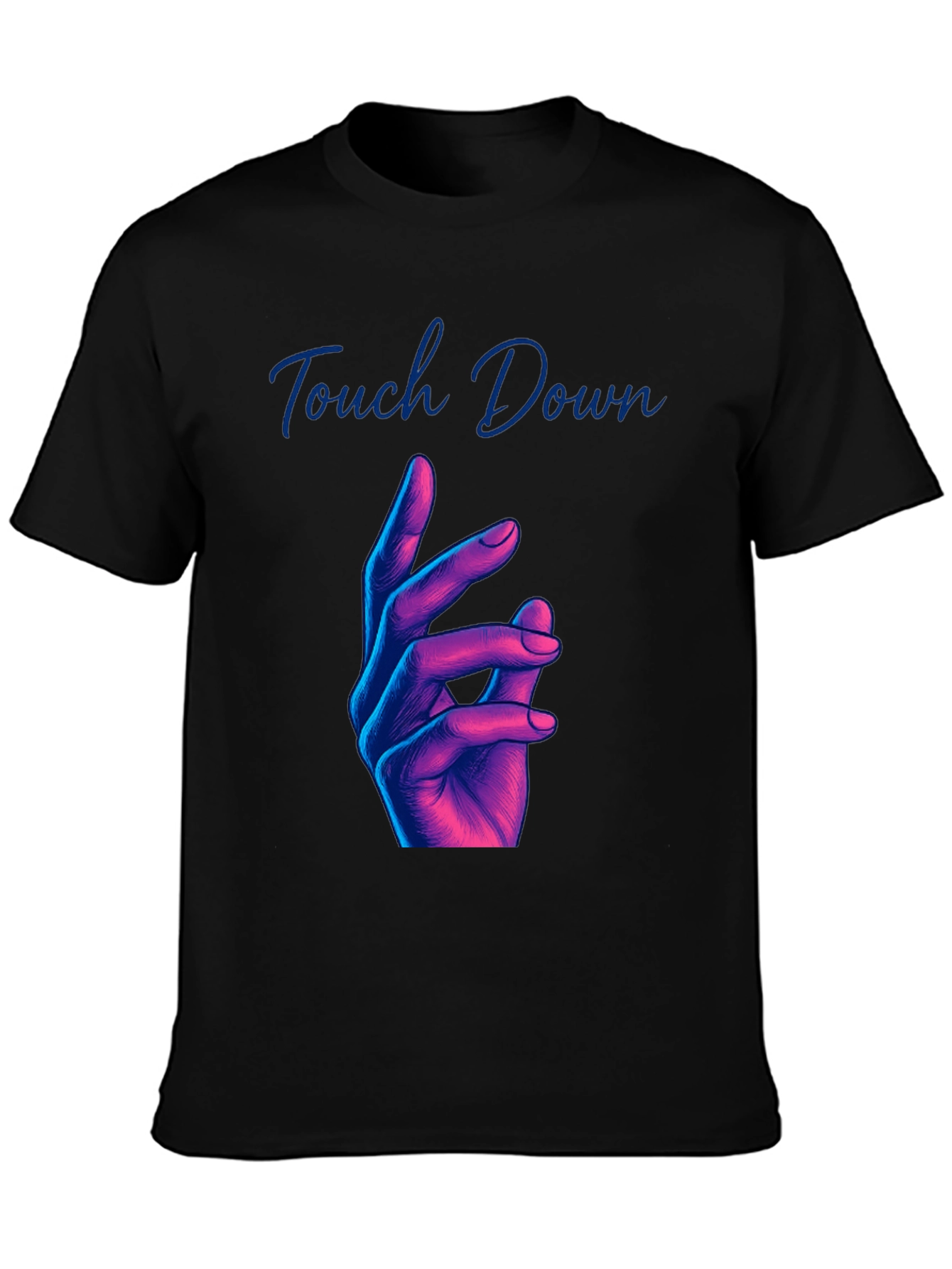 Black Touch Down Graphic Tee - Black Crew Neck view 3