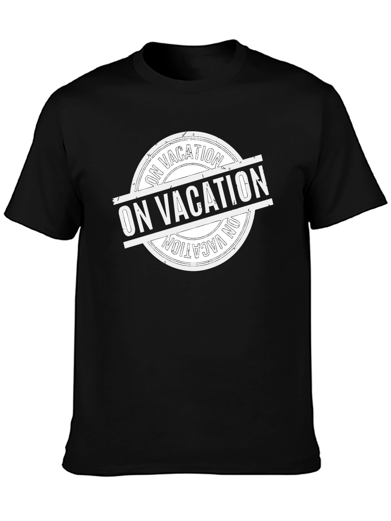 Black On Vacation Graphic Tee - Black Cotton T-Shirt view 3