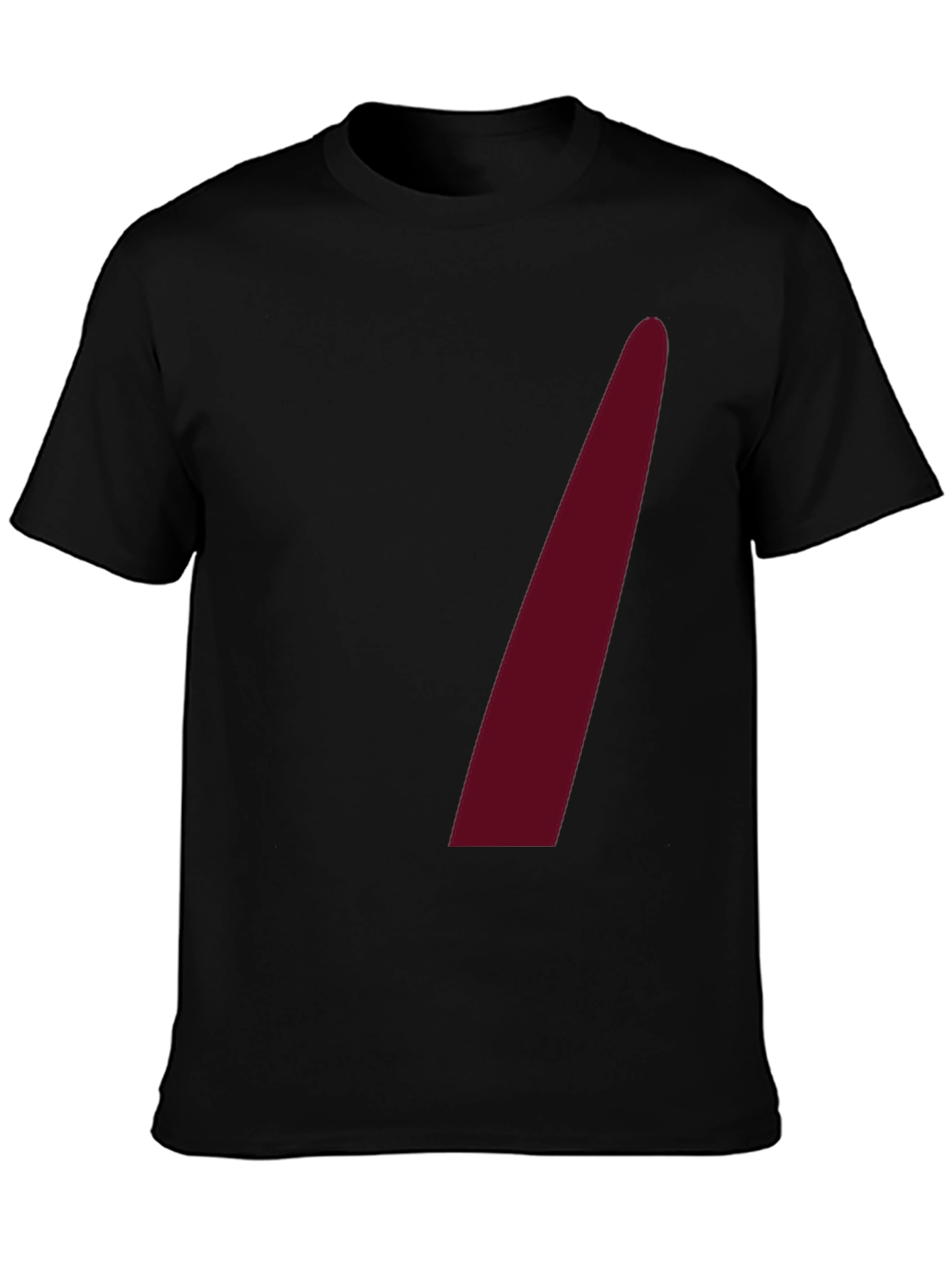 Black Men's Black Crew Neck Tee with Maroon Accent view 3