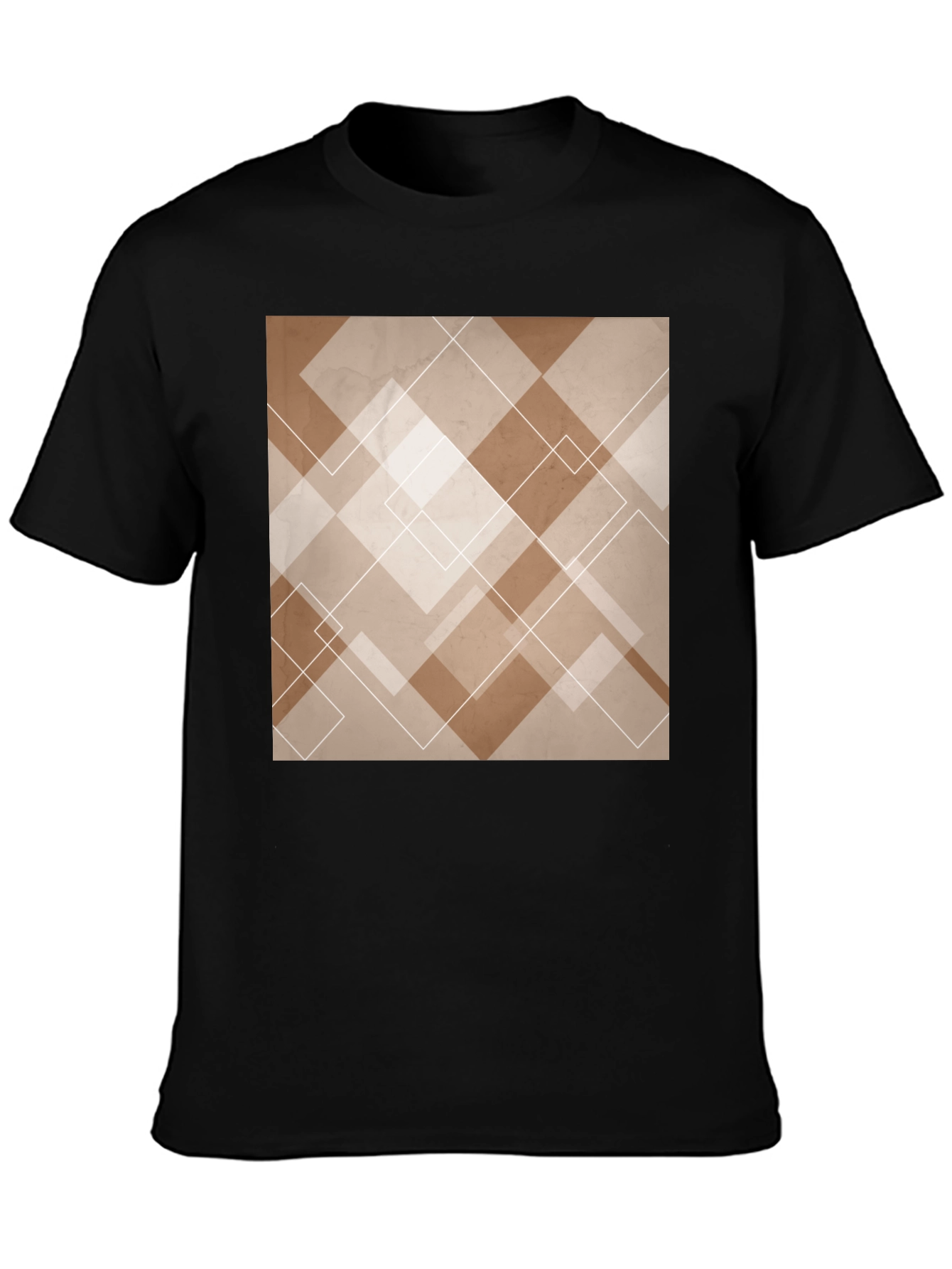 Black Abstract Geometric Pattern Black T-Shirt view 3