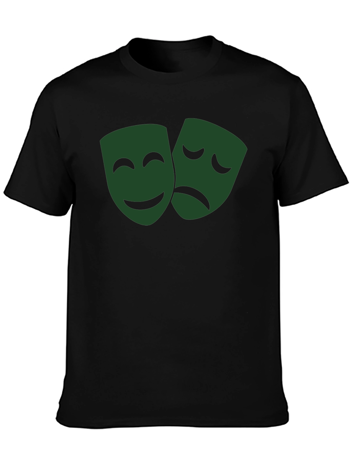 Black Drama Mask Graphic Tee - Black Cotton Blend view 3