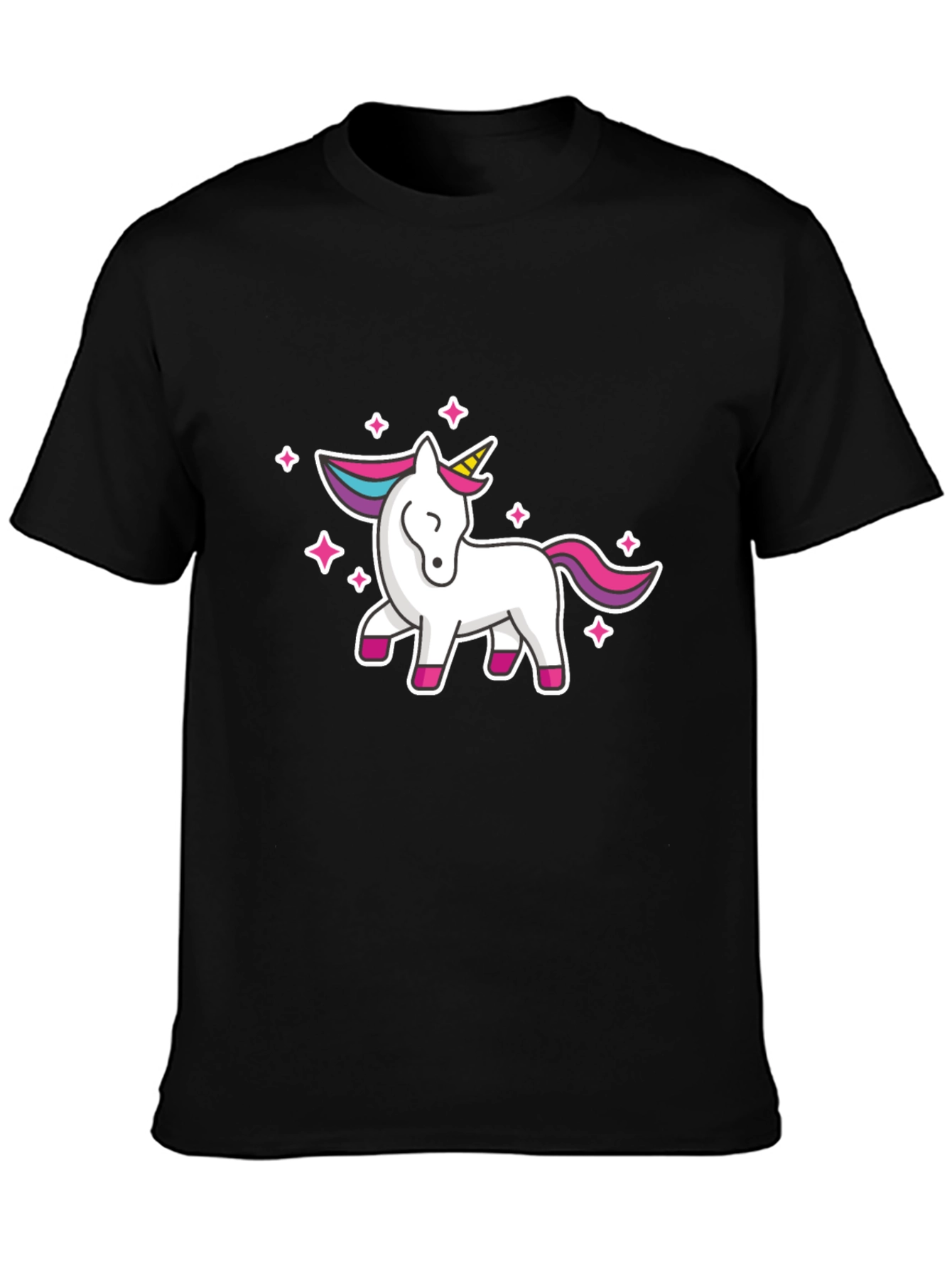 Black Unicorn Graphic Tee - Black Cotton Casual Shirt view 3