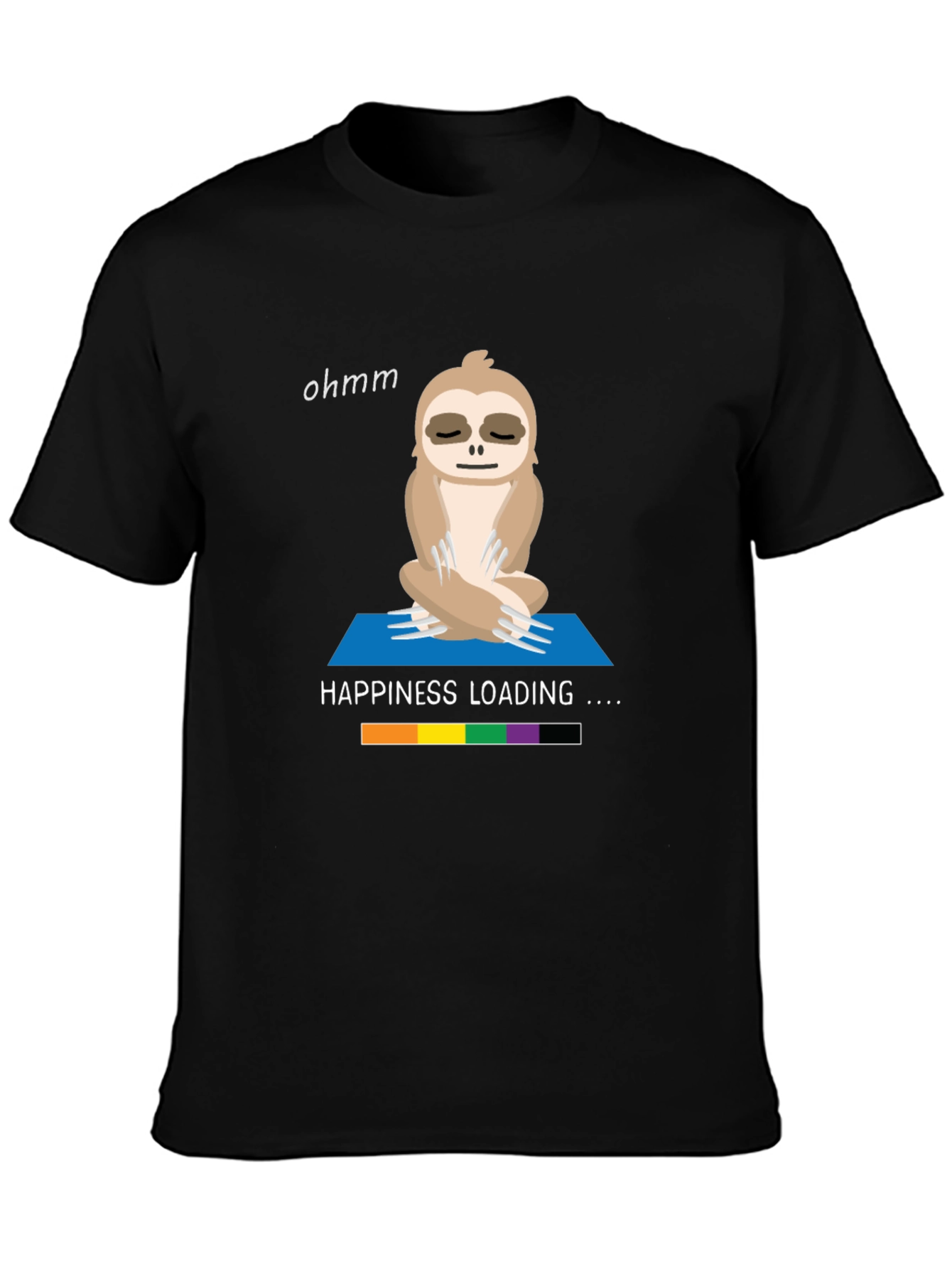 Black Yoga Sloth T-Shirt - Happiness Loading Graphic Tee view 3