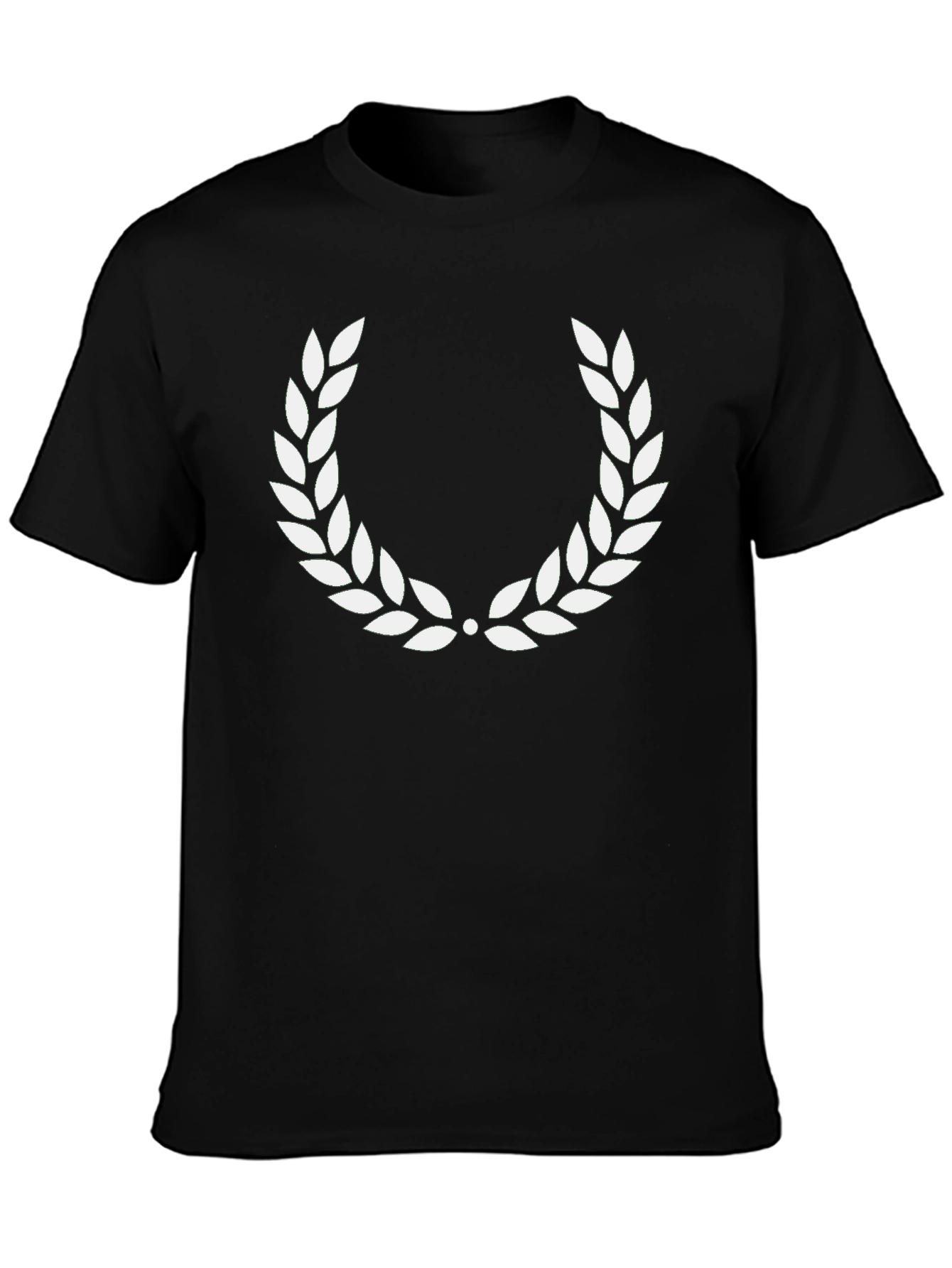Black Black T-Shirt with White Laurel Wreath Design view 3