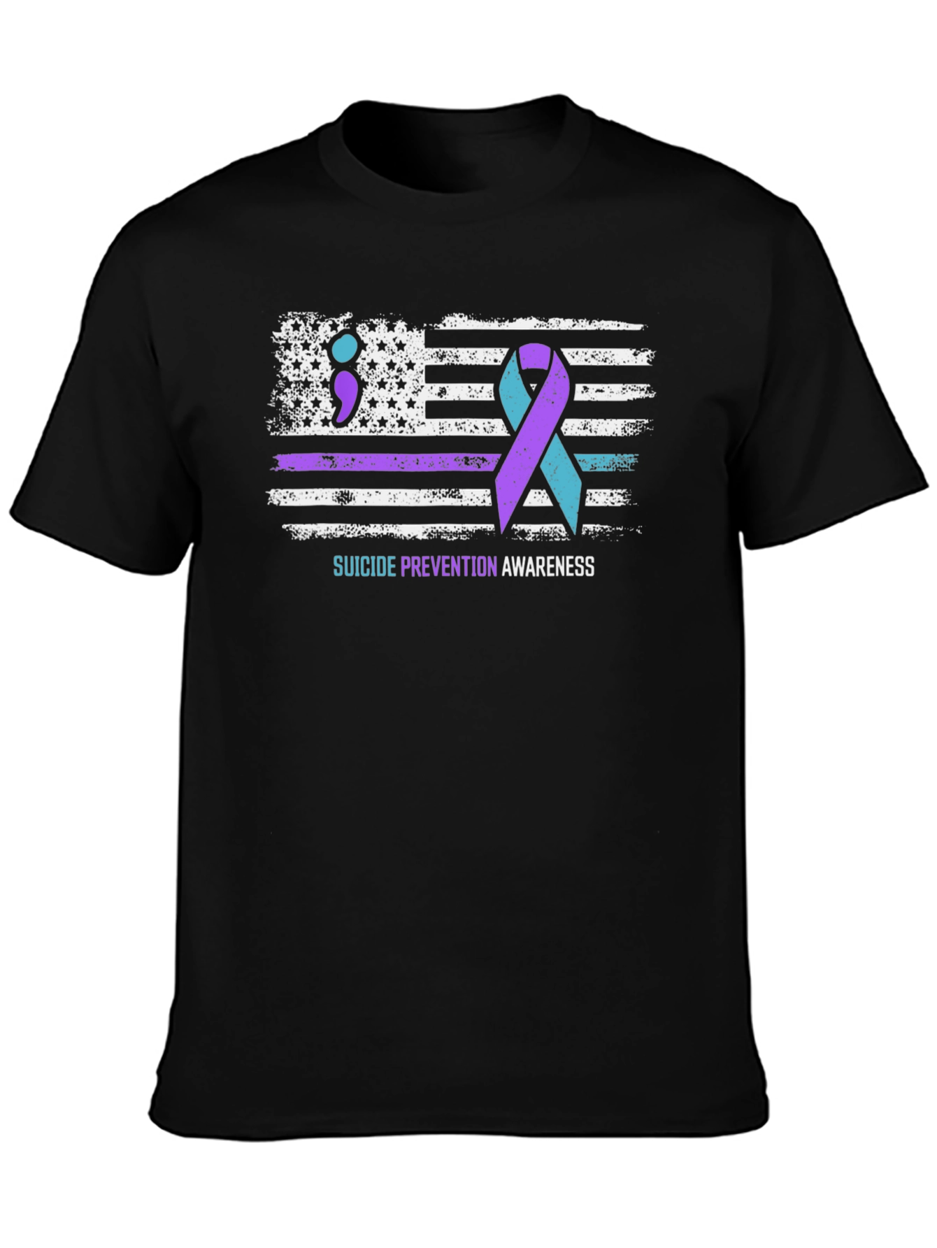 Black Suicide Prevention Awareness T-Shirt view 3