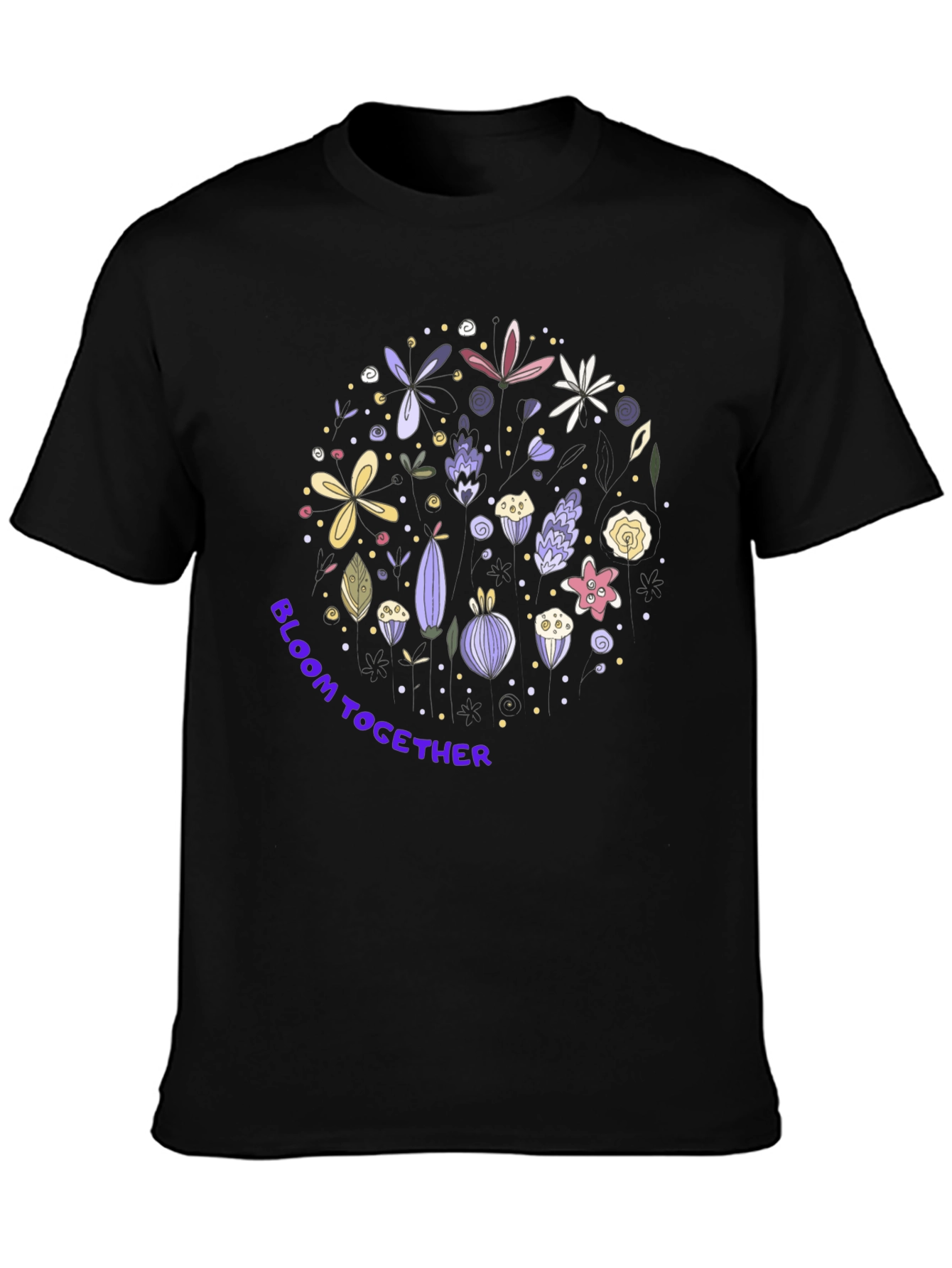 Black Bloom Together Graphic Tee - Stylish Floral Design view 3
