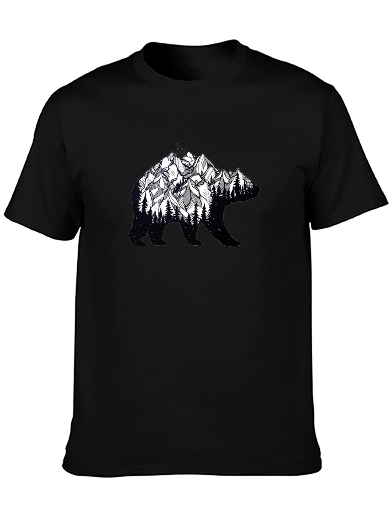 Black Bear Silhouette Mountain Graphic Tee - Nature Inspired view 3